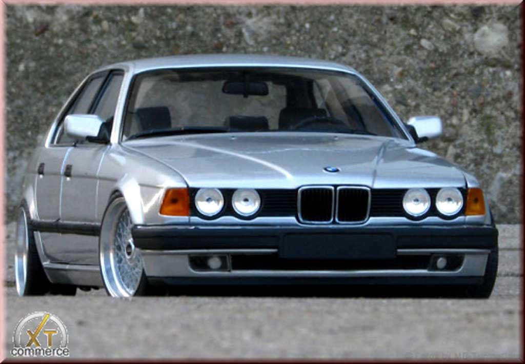 Bmw 730 E32 i grijs jantes bbs bords larges echappement inox 1/18 Minichamps