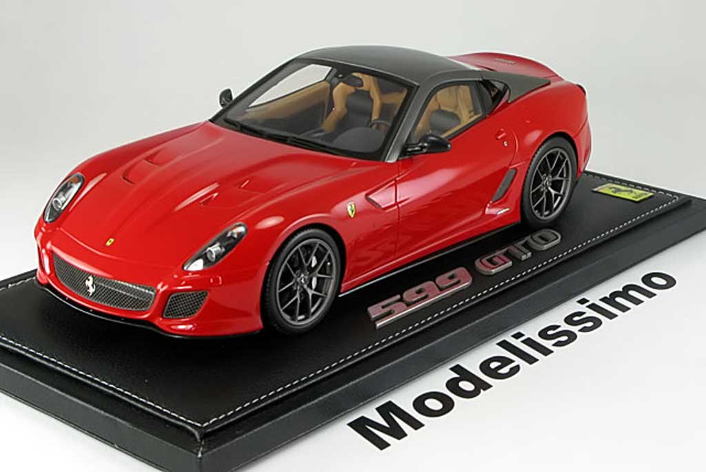 Ferrari 599 GTO 1/18 BBR Models GTO 2008 rood anthracite modelauto