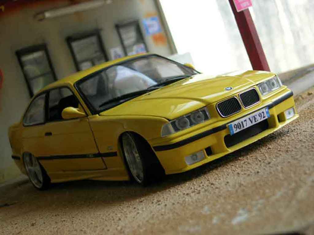 Bmw M3 coupe jaune E36 tuning 1/18 Ut Models
