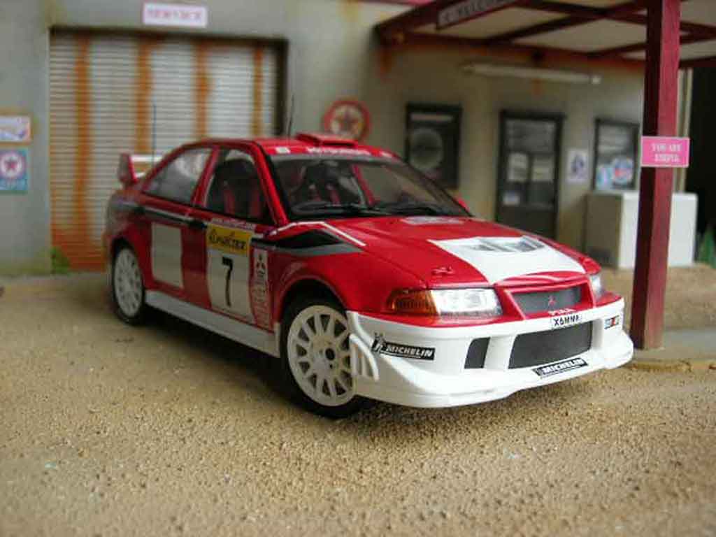 Mitsubishi Lancer Evolution VI WRC 2001 Makinen Monte Carlo rood 1/18 Autoart