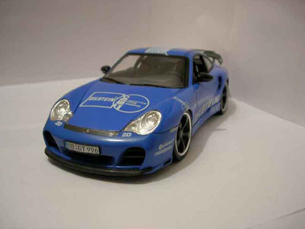 Porsche 996 Turbo 1/18 Hotworks Turbo techart blauw modelauto