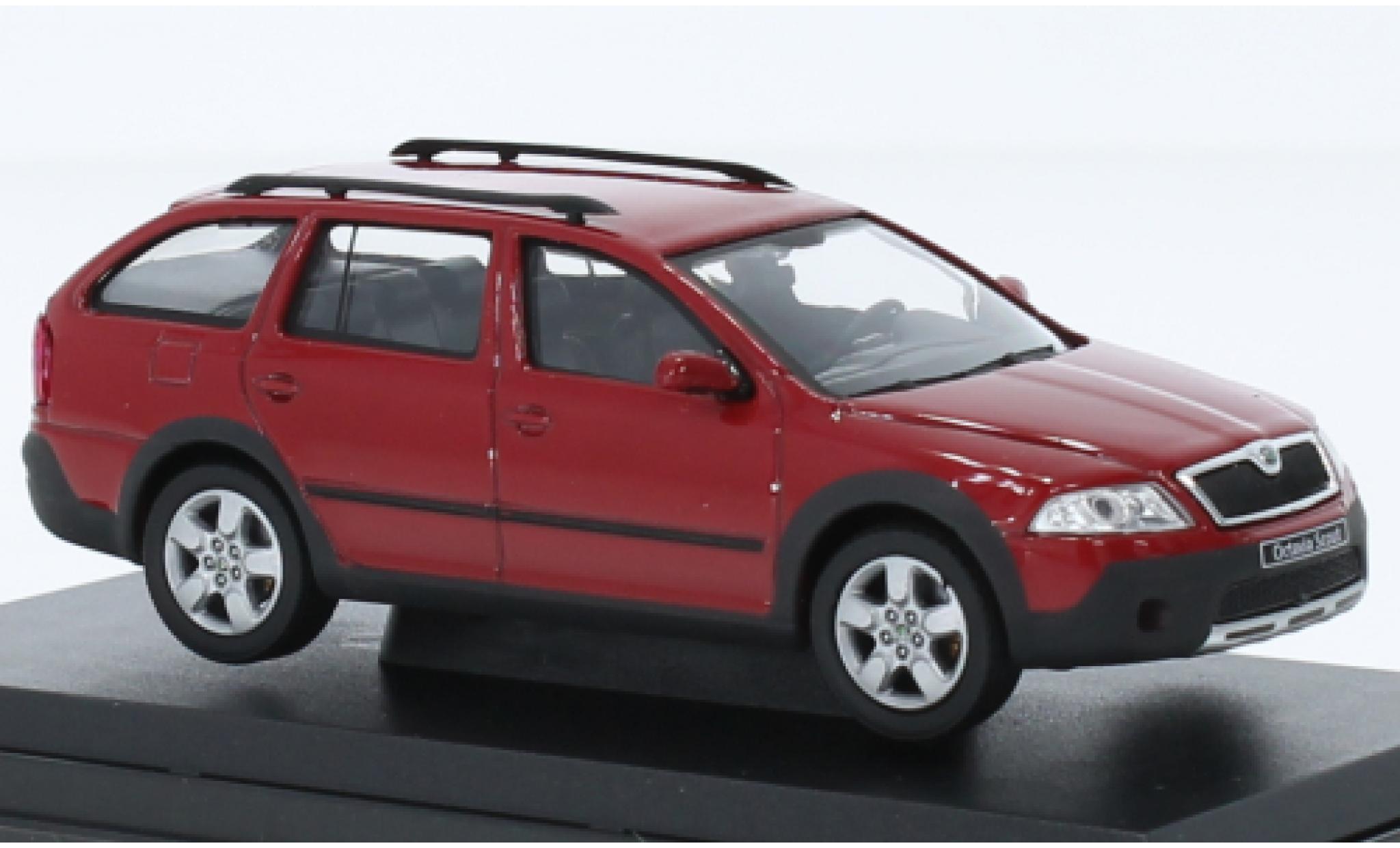 Skoda Octavia 1/43 Abrex combi Scout rood 2007 modelauto