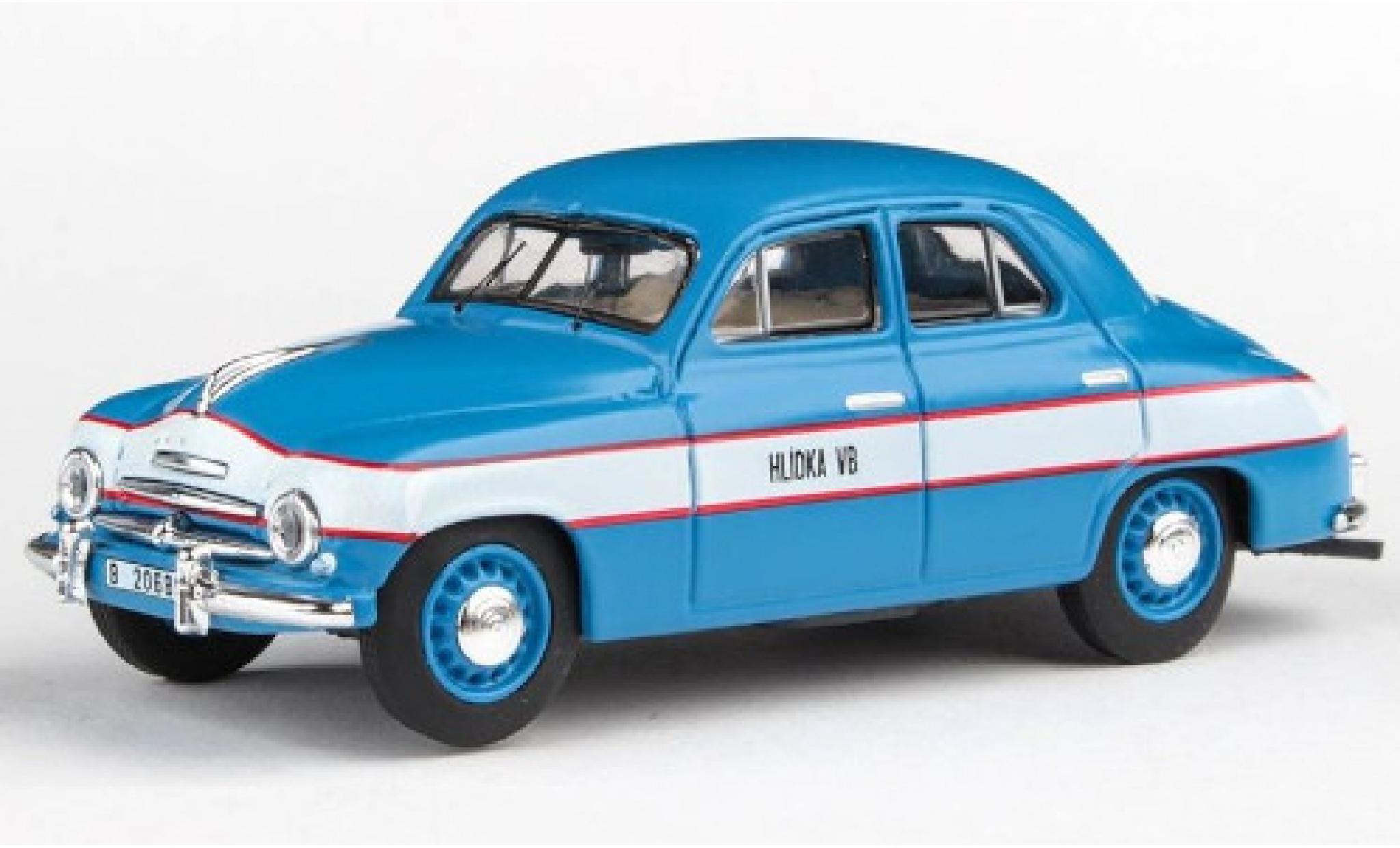 Skoda 120 1/43 Abrex 1 matt-blauw/Dekor Hlidka VB 1956 politie Tschechien modelauto