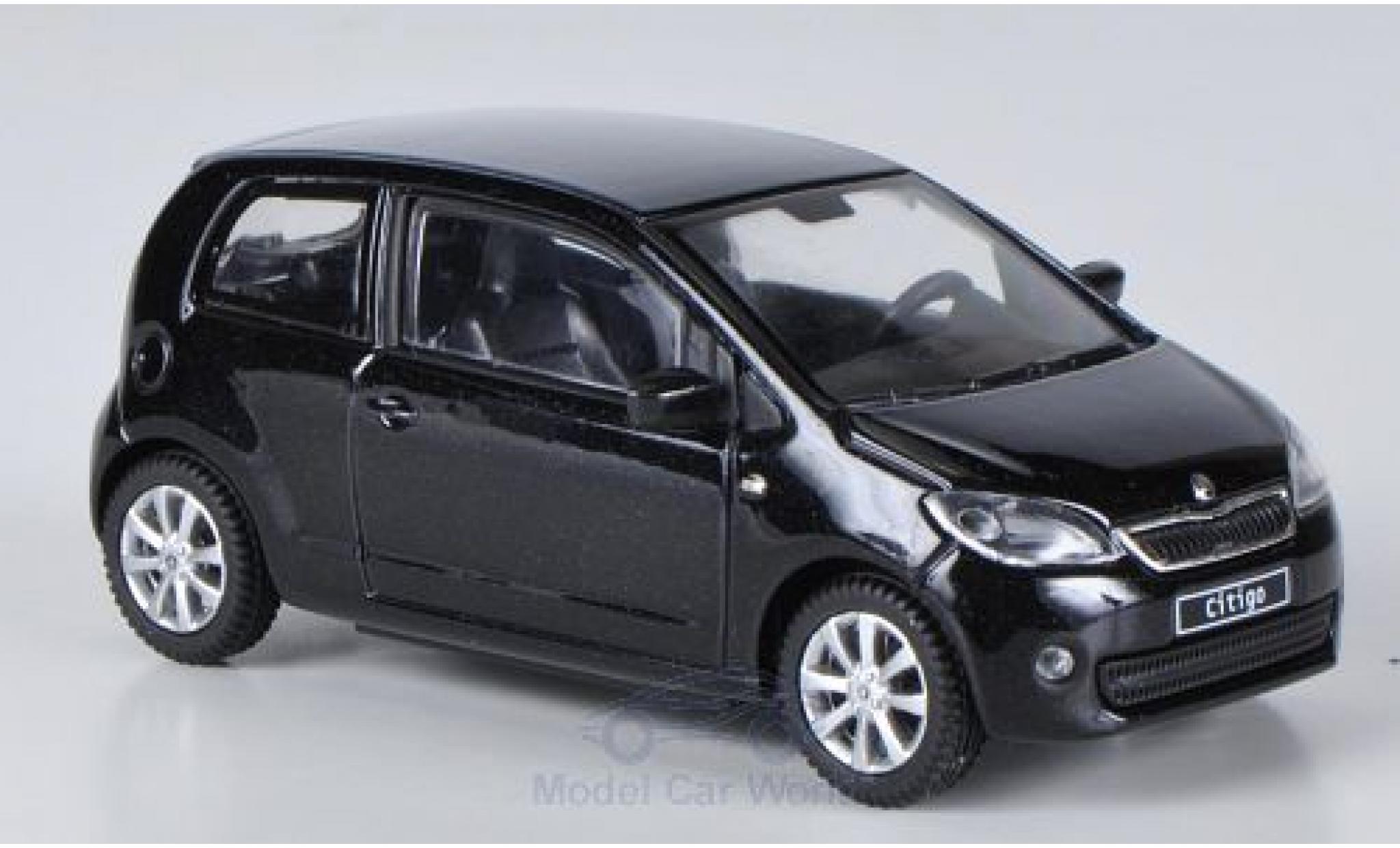 Skoda Citigo 1/43 Abrex metallic zwart 2012 3-T&uuml;rer modelauto