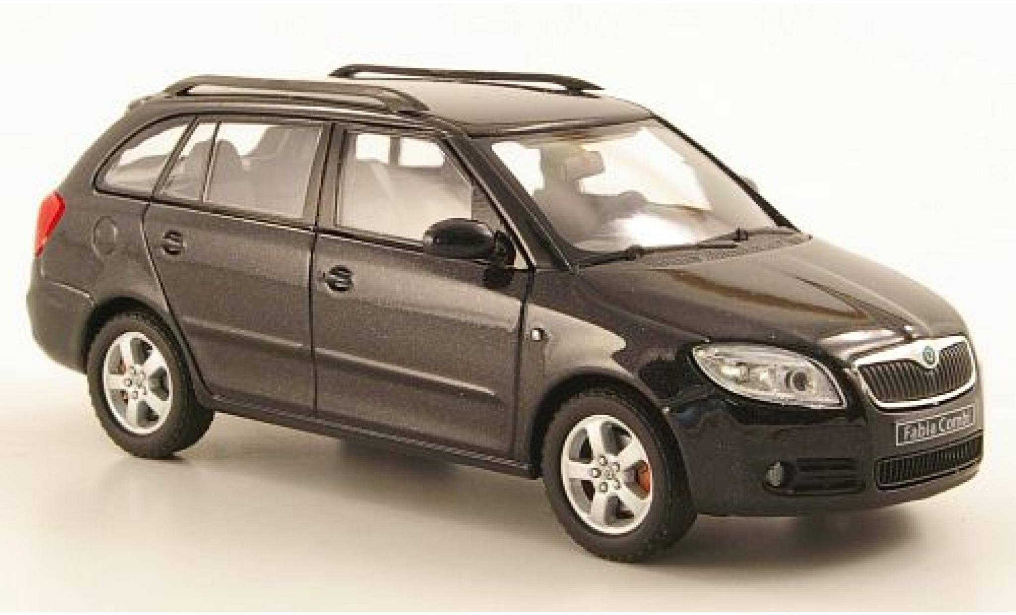 Skoda Fabia 1/43 Abrex II Combi metallic zwart modelauto