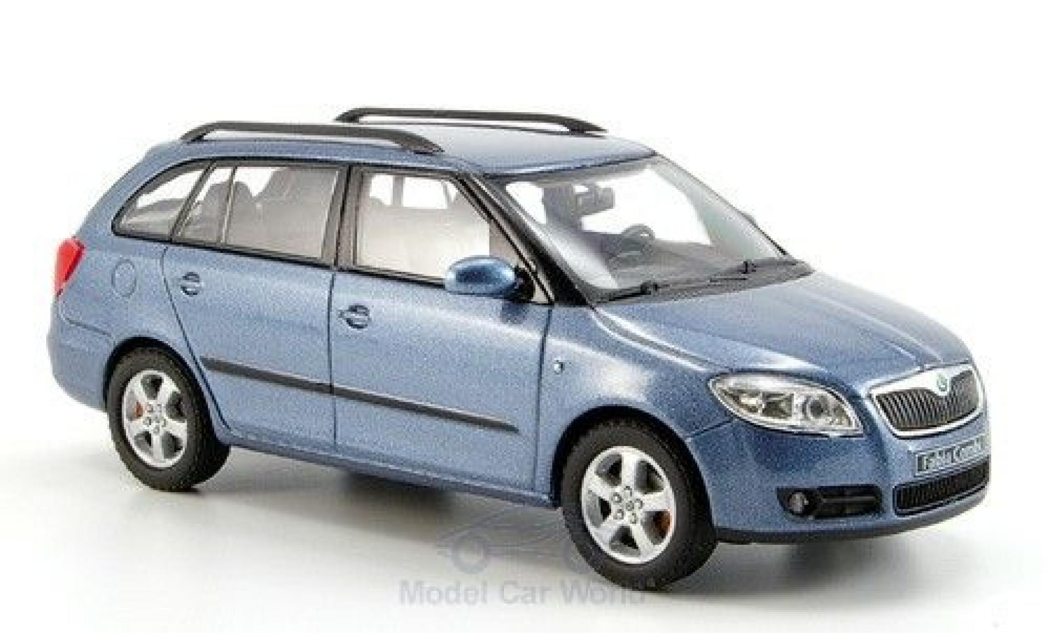 Skoda Fabia 1/43 Abrex II Stationwagen metallic blauw modelauto