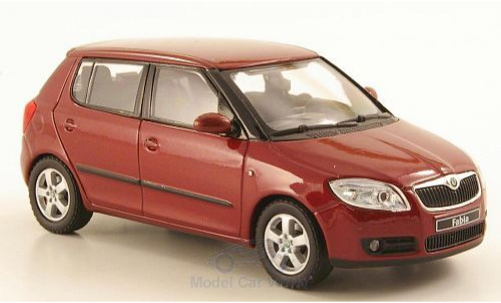 Skoda Fabia 1/43 Abrex II metallic rood 2006 modelauto