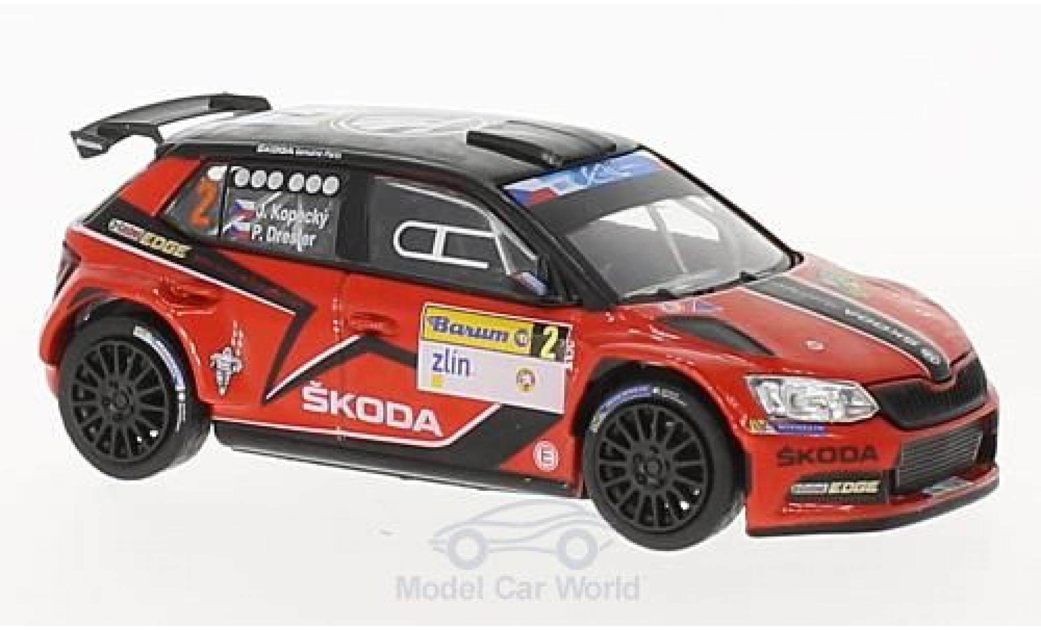 Skoda Fabia 1/43 Abrex III R5 wit No.2 Barum Rally Zlin 2016 J.Kopecky/P.Dresler modelauto