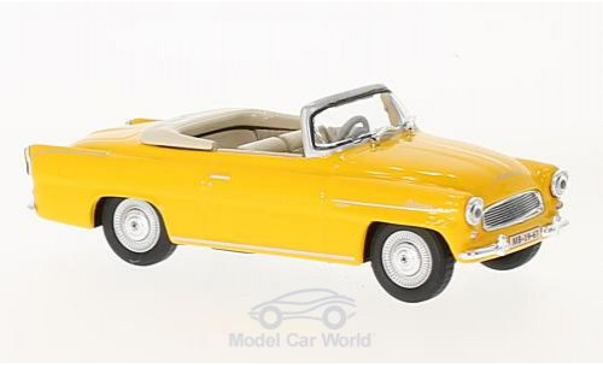 Skoda Felicia 1/43 Abrex Roadster geel 1963 modelauto