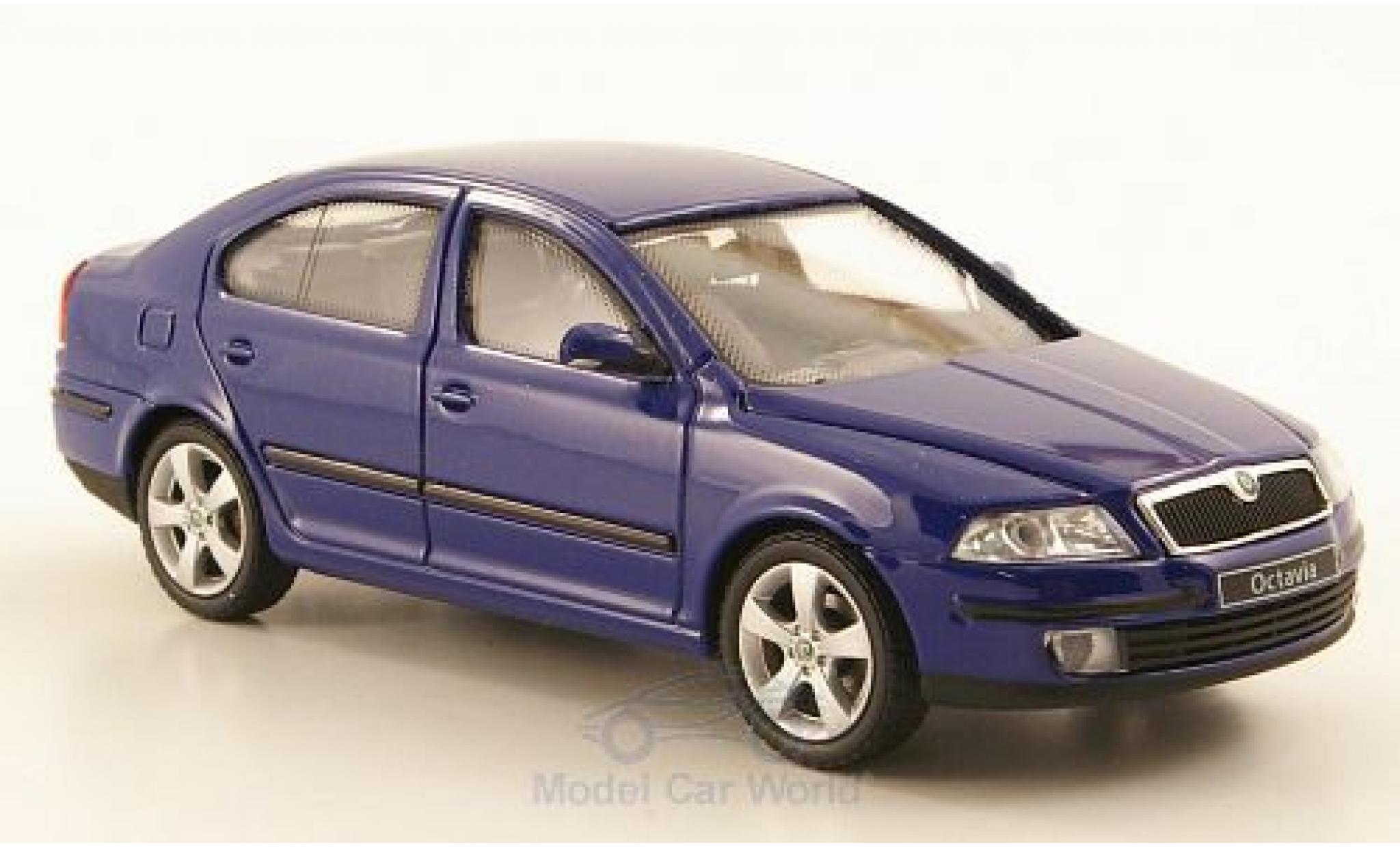 Skoda Octavia 1/43 Abrex blauw 2004 modelauto