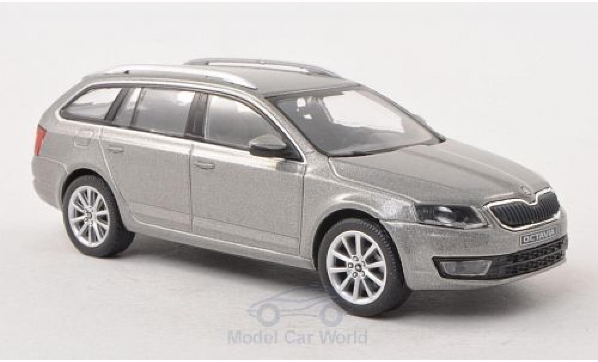 Skoda Octavia Combi 1/43 Abrex III Combi metallic grijs 2013 modelauto