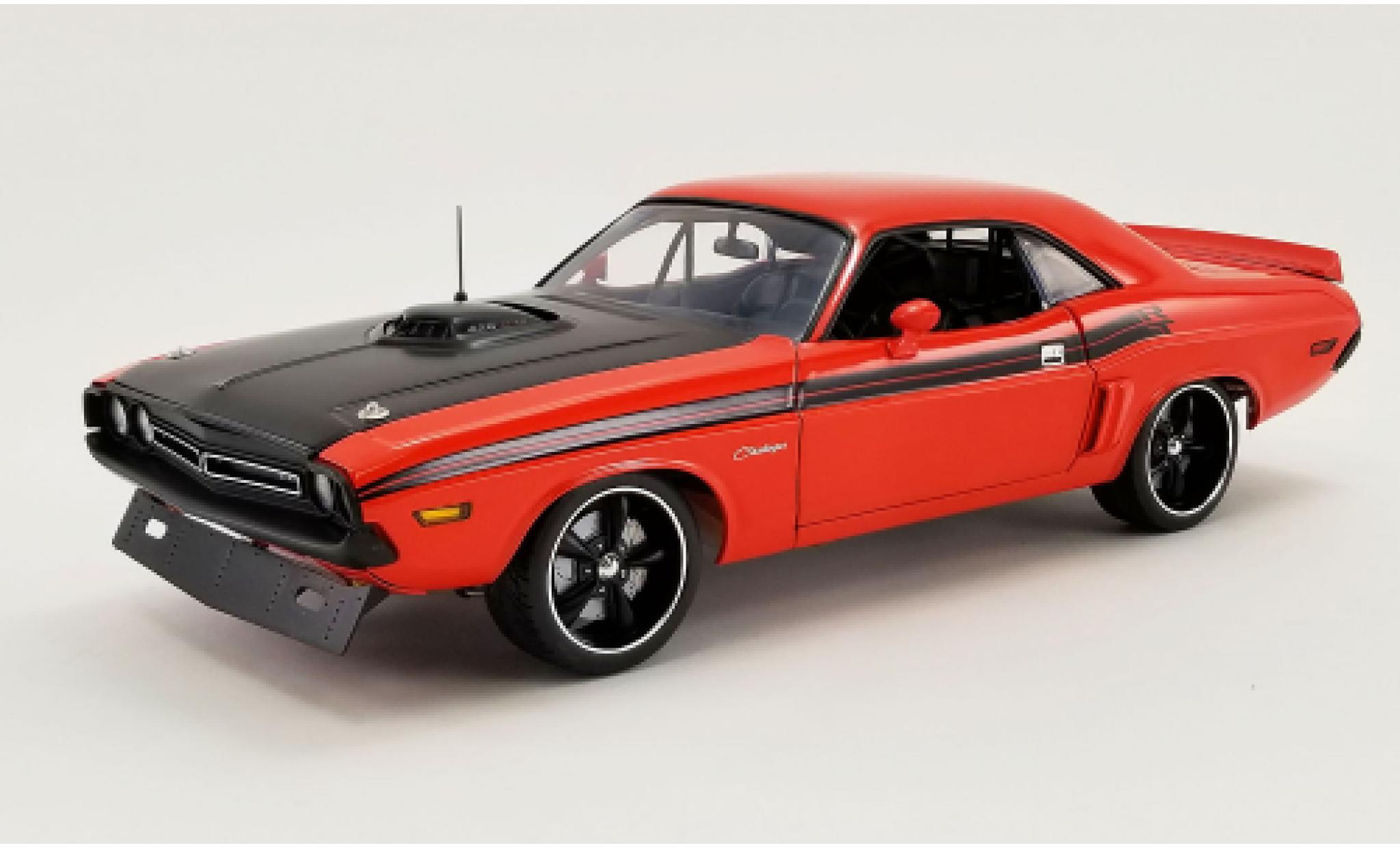Dodge Challenger 1/18 ACME R/T HEMI oranje/matt-zwart 1971 Fireball modelauto