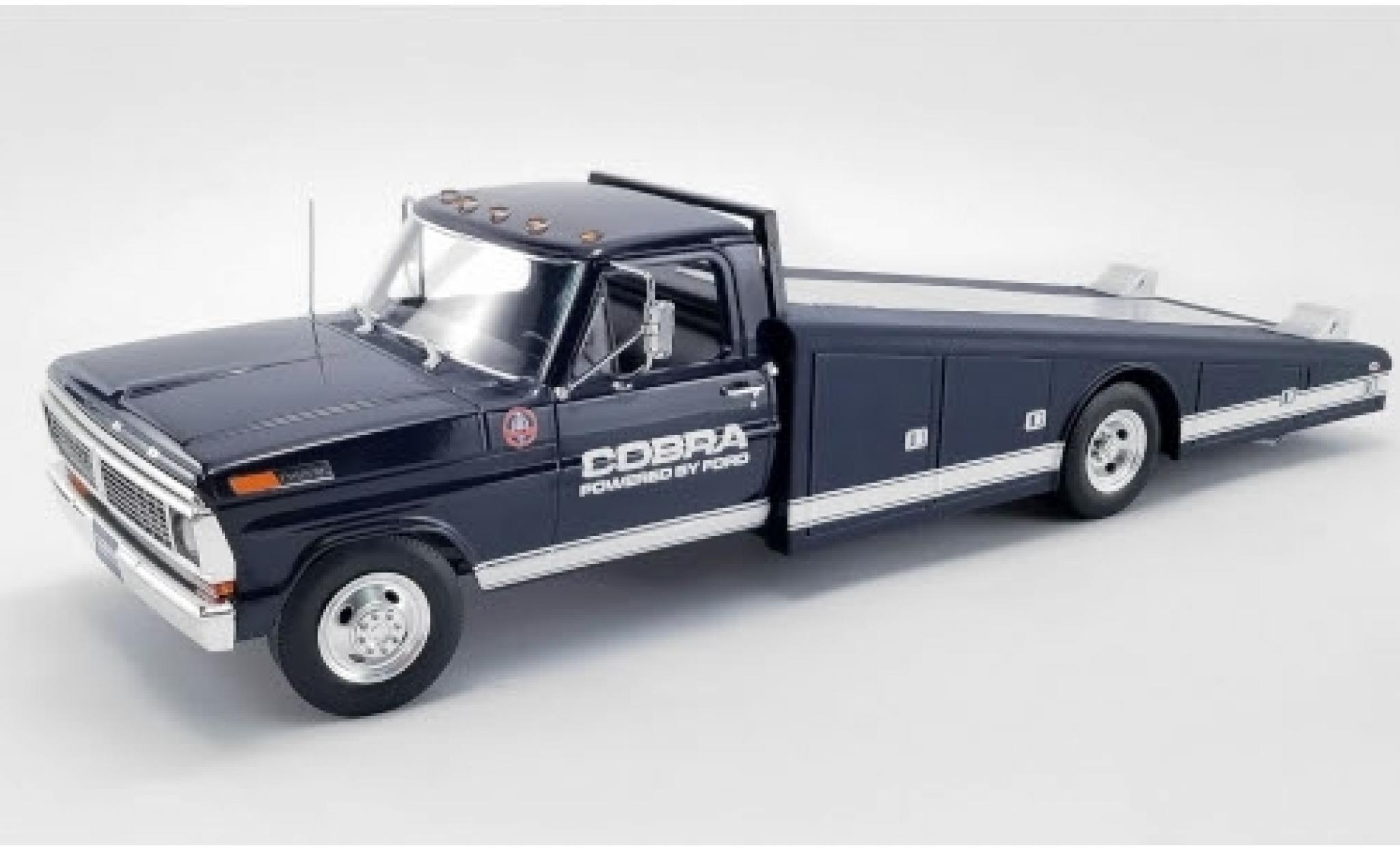 Ford F-350 1/18 ACME Ramp Truck blauw/wit Shelby Cobra 1970 Powered by modelauto