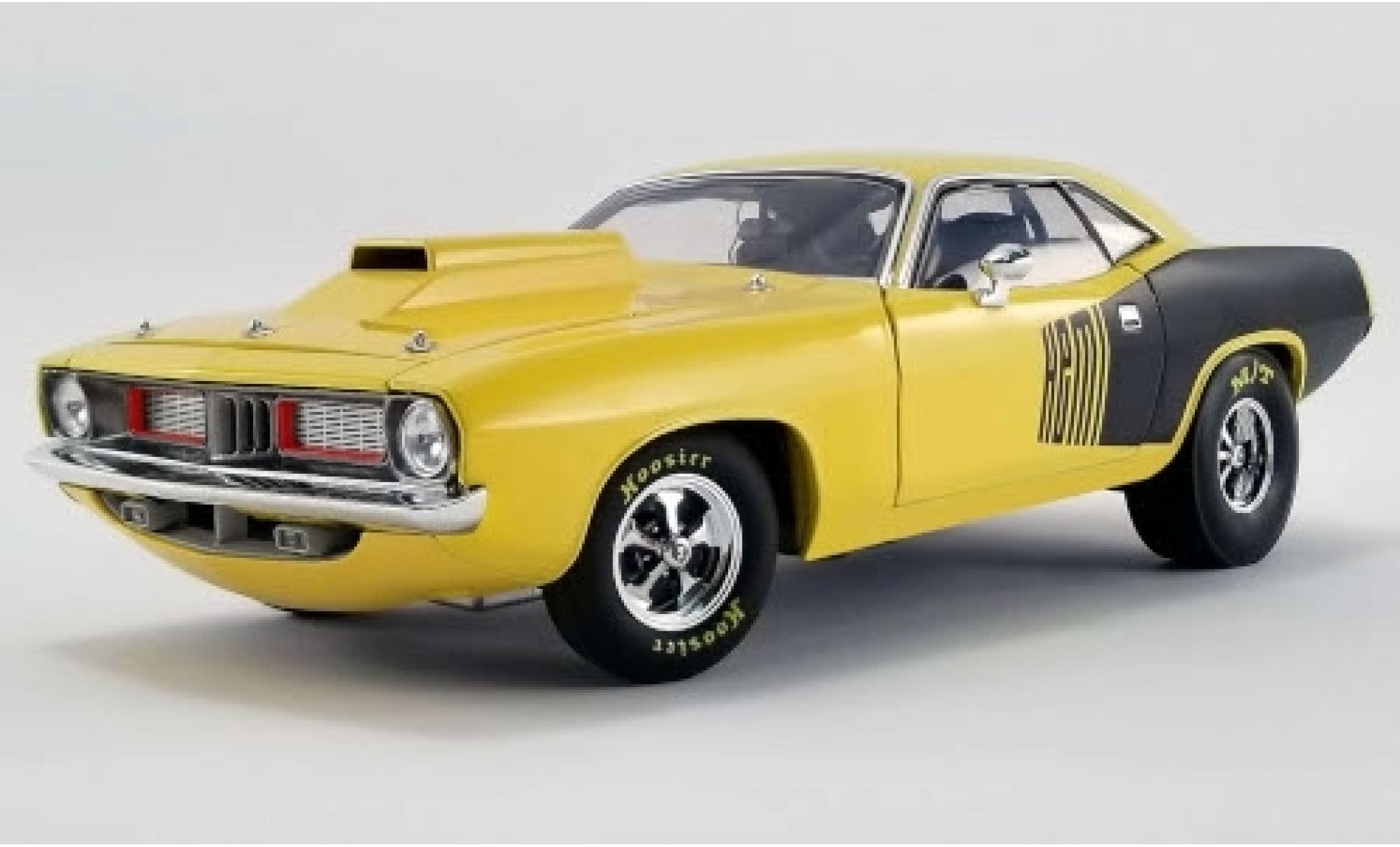 Plymouth Cuda 1/18 ACME Drag Car geel/Dekor 1972 modelauto