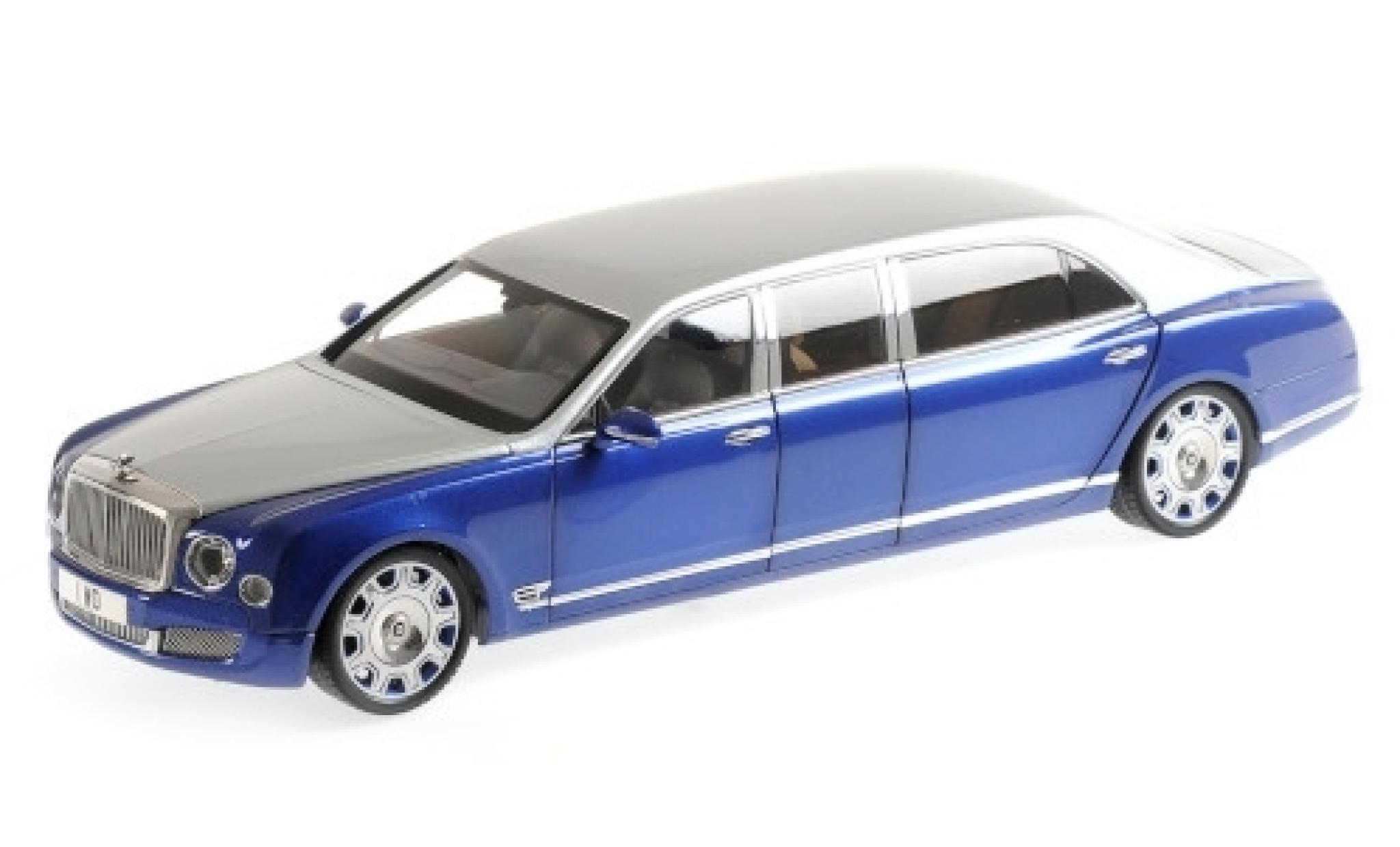 Bentley Mulsanne 1/18 Almost Real Grand Sedan by Mulliner grijs/metallic blauw 2017 modelauto