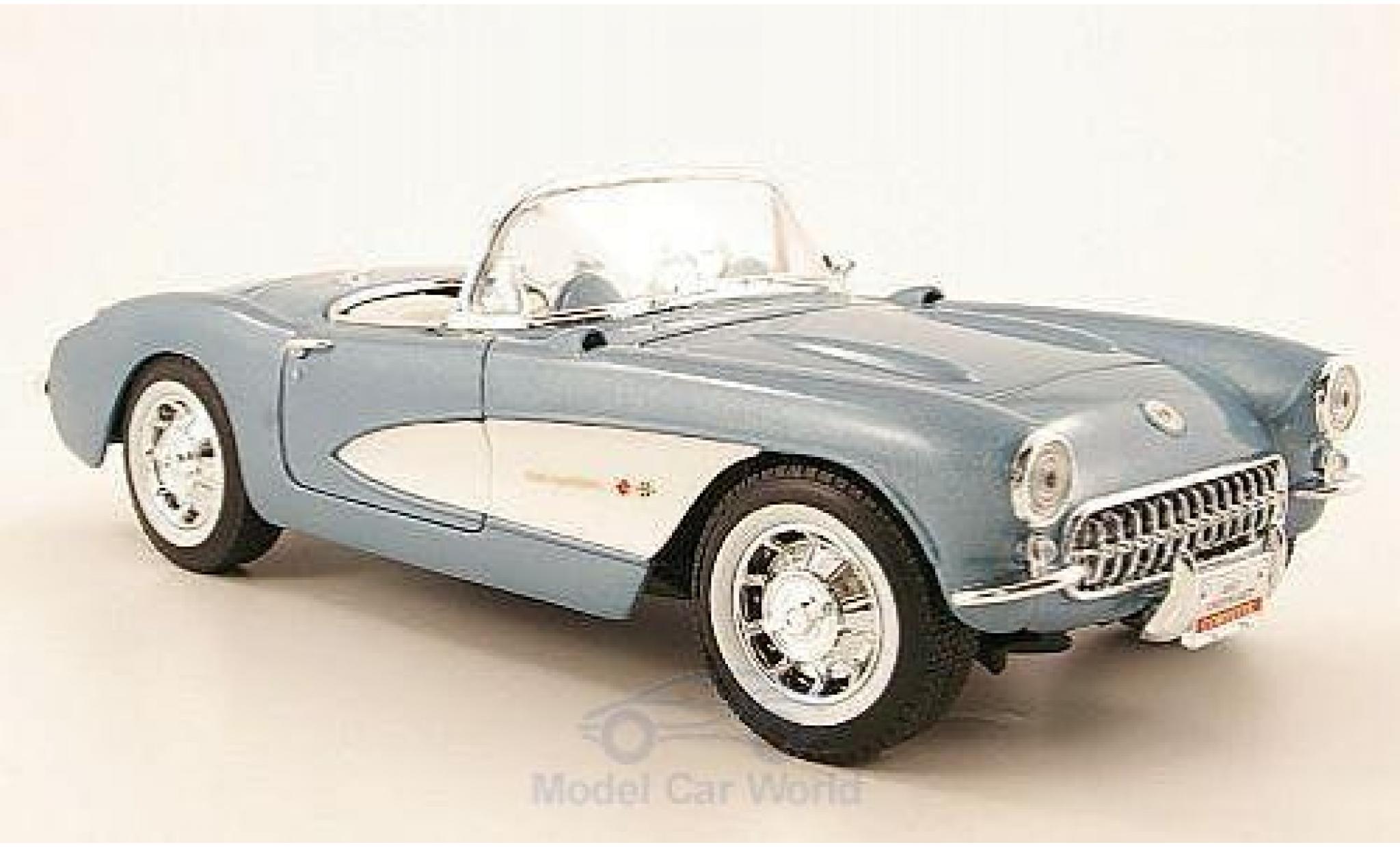 Chevrolet Corvette C1 1/18 Motormax metallic blauw 1957 modelauto