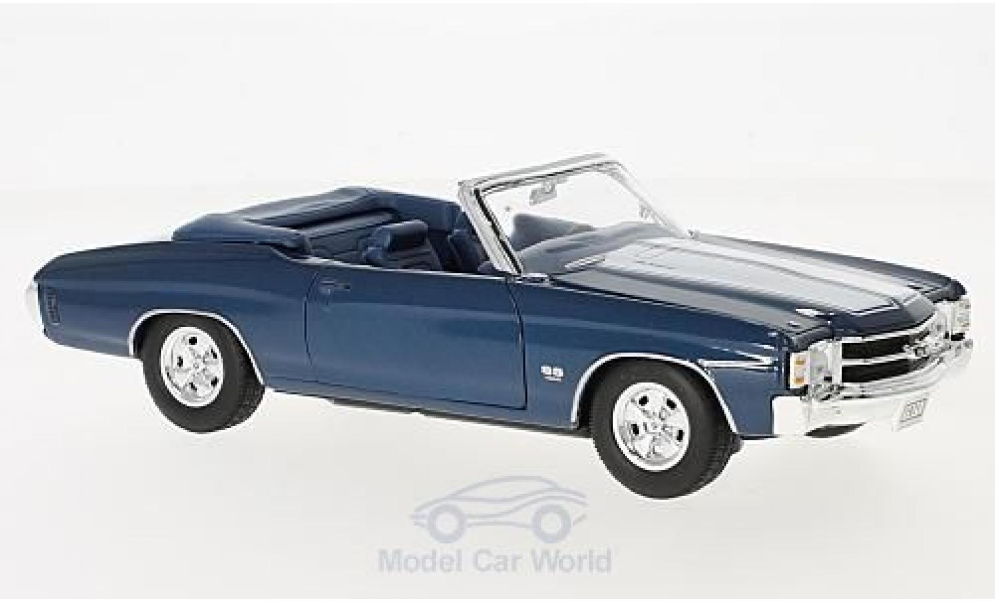 Chevrolet Chevelle 1971 1/24 Welly SS 454 Cabriolet metallic blauw/wit 1971 modelauto