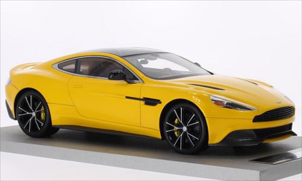 Aston Martin Vanquish 1/18 Tecnomodel Coupe metallic geel/carbon modelauto