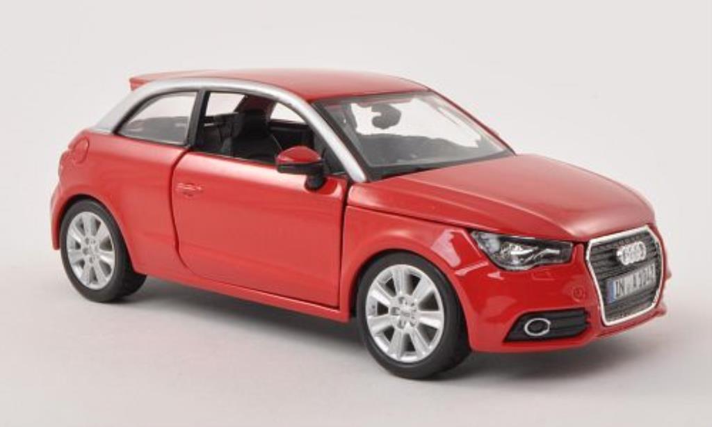 Audi A1 1/24 Burago rood/grijs modelauto