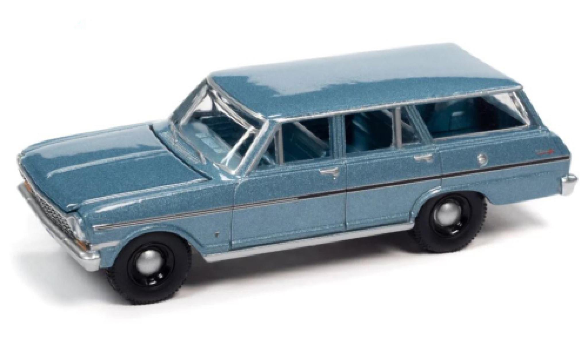 Chevrolet Nova 1/64 Auto World II 400 Wagon metallic blauw clair 1963 modelauto