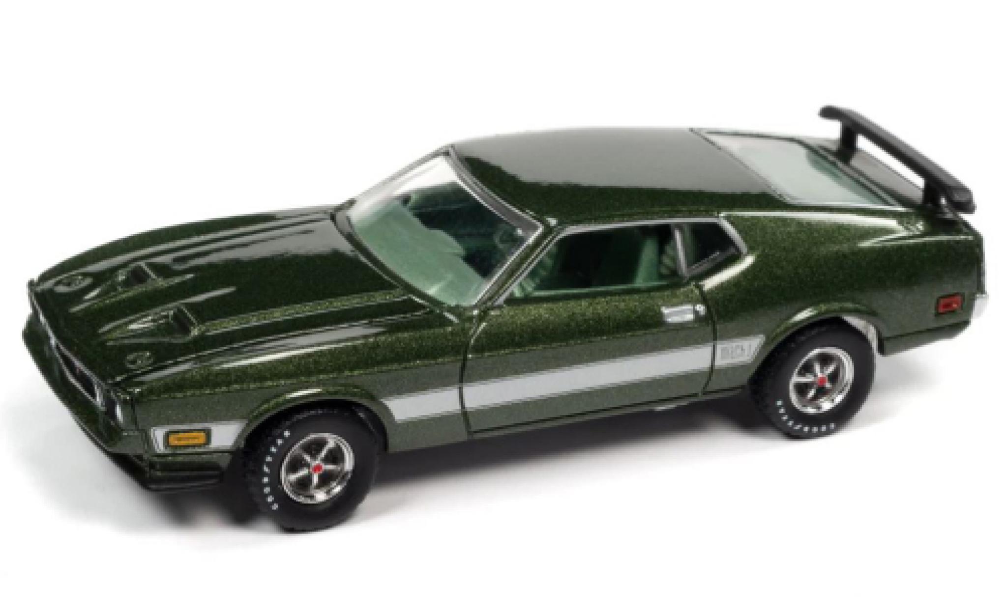 Ford Mustang 1/64 Auto World Mach 1 metallic groen 1973 modelauto