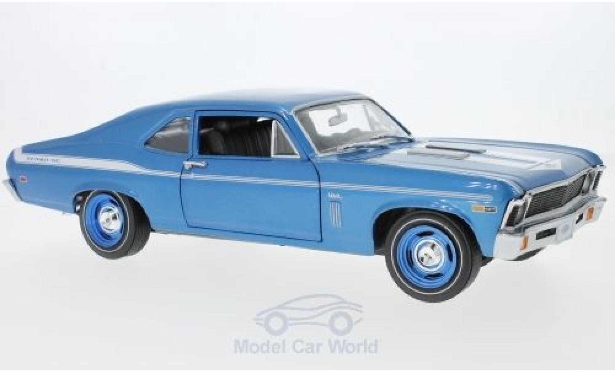 Chevrolet Nova 1969 1/18 Auto World Yenko Coupe metallic blauw 1969 modelauto