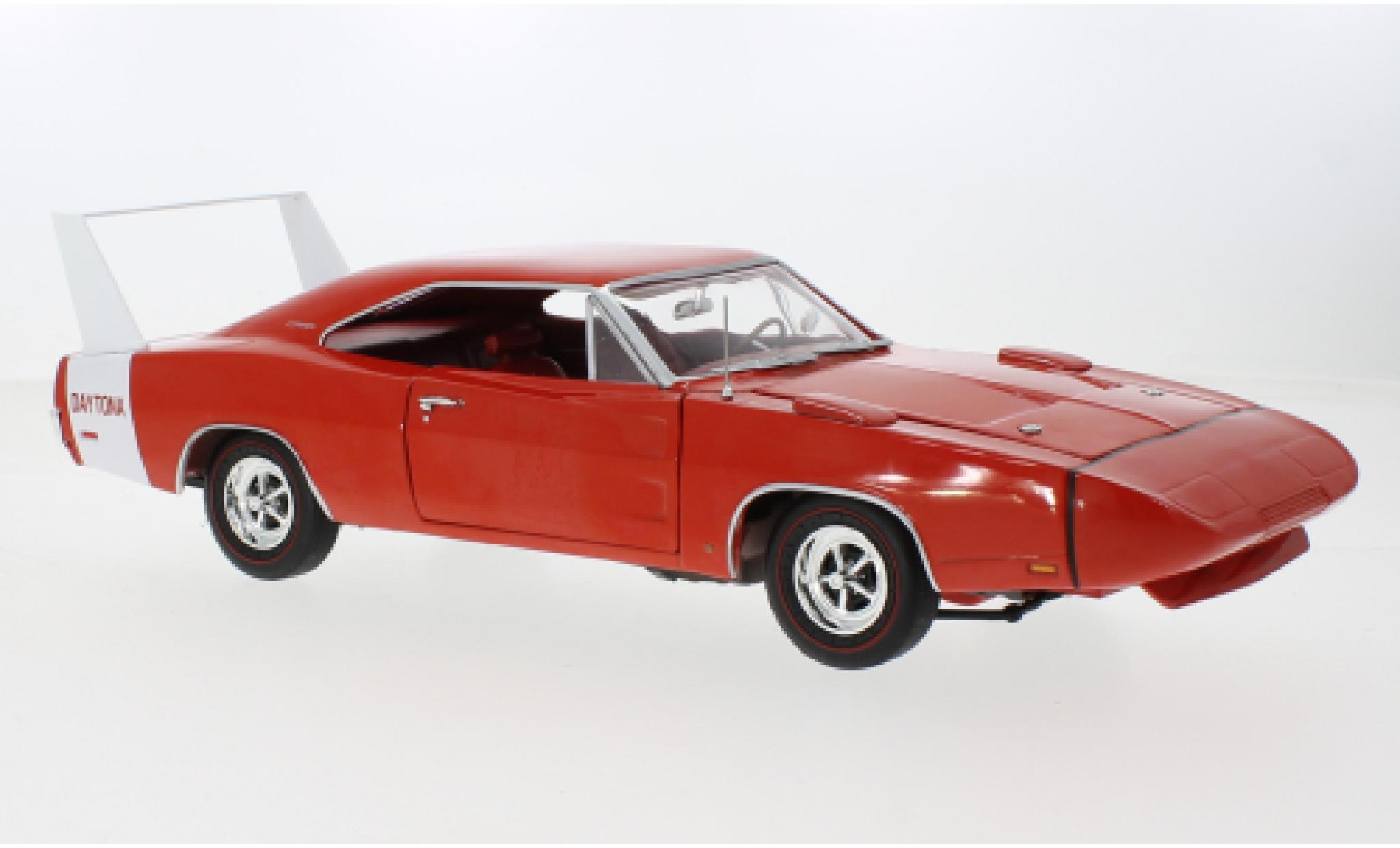 Dodge Charger 1/18 Auto World Daytona rood/wit 1969 1:18 modelauto