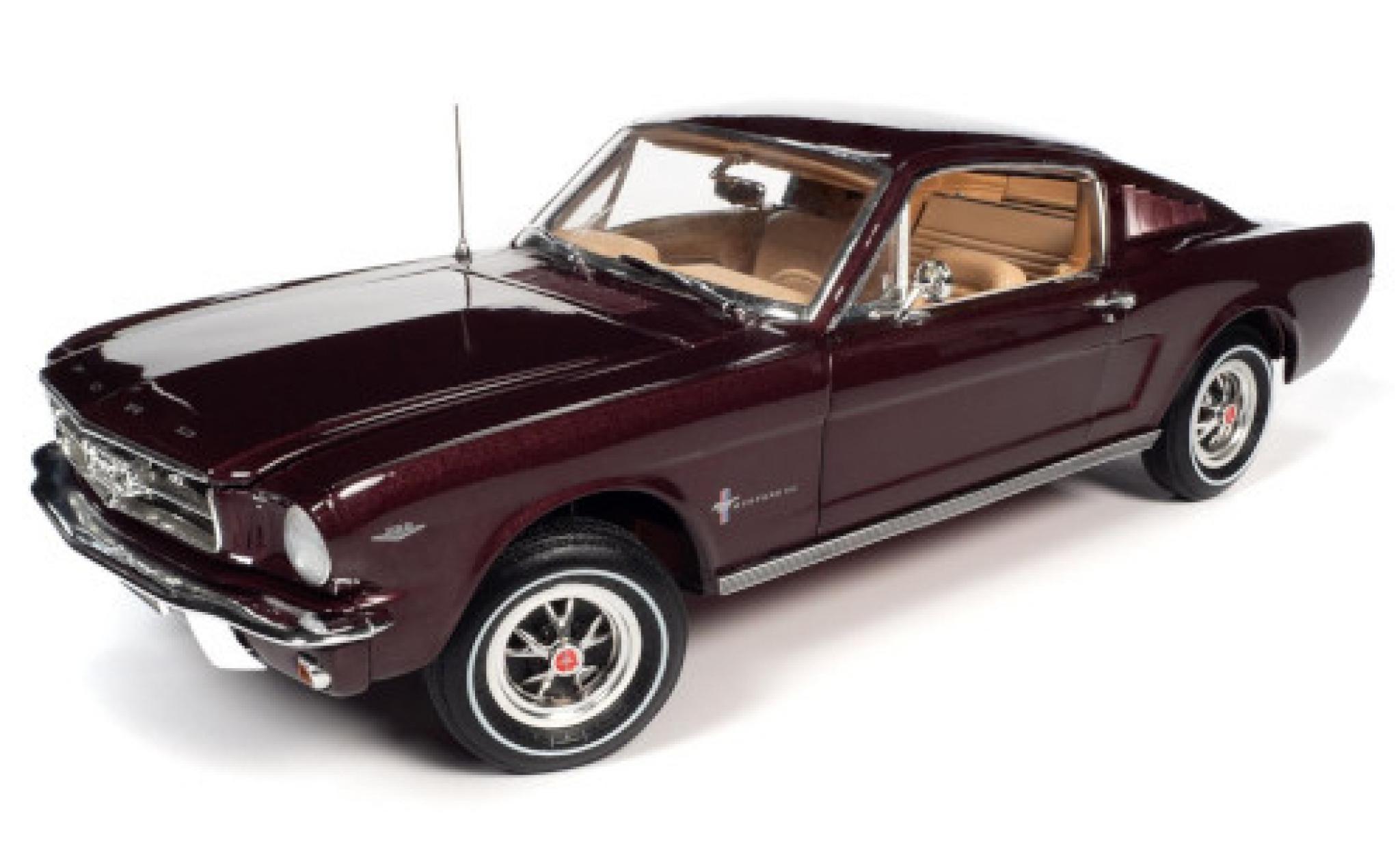 Ford Mustang 1/18 Auto World 2+2 metallic rood 1965 modelauto