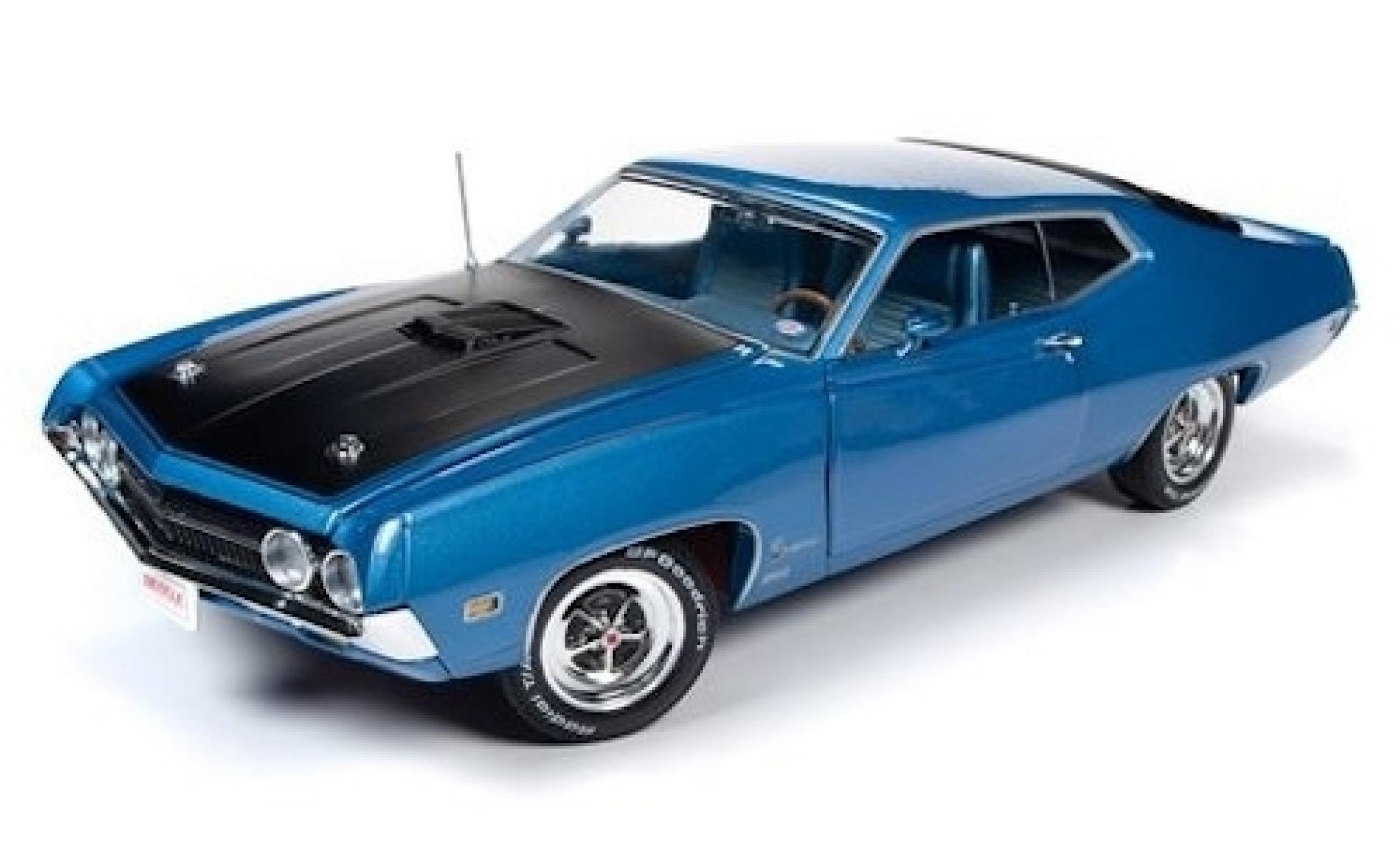 Ford Torino 1/18 Auto World Cobra metallic blauw/zwart 1970 modelauto