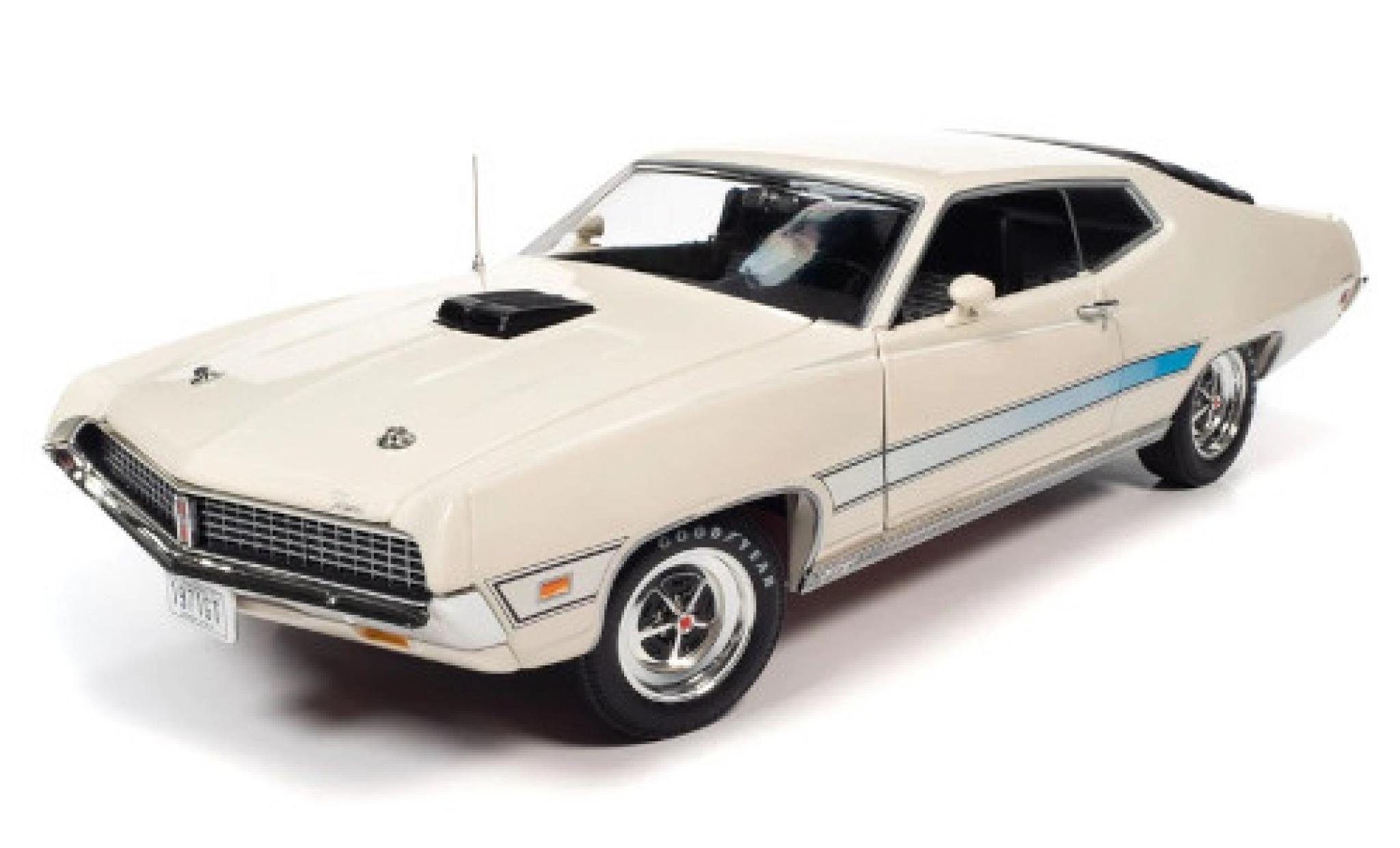 Ford Torino 1/18 Auto World wit/Dekor 1971 modelauto