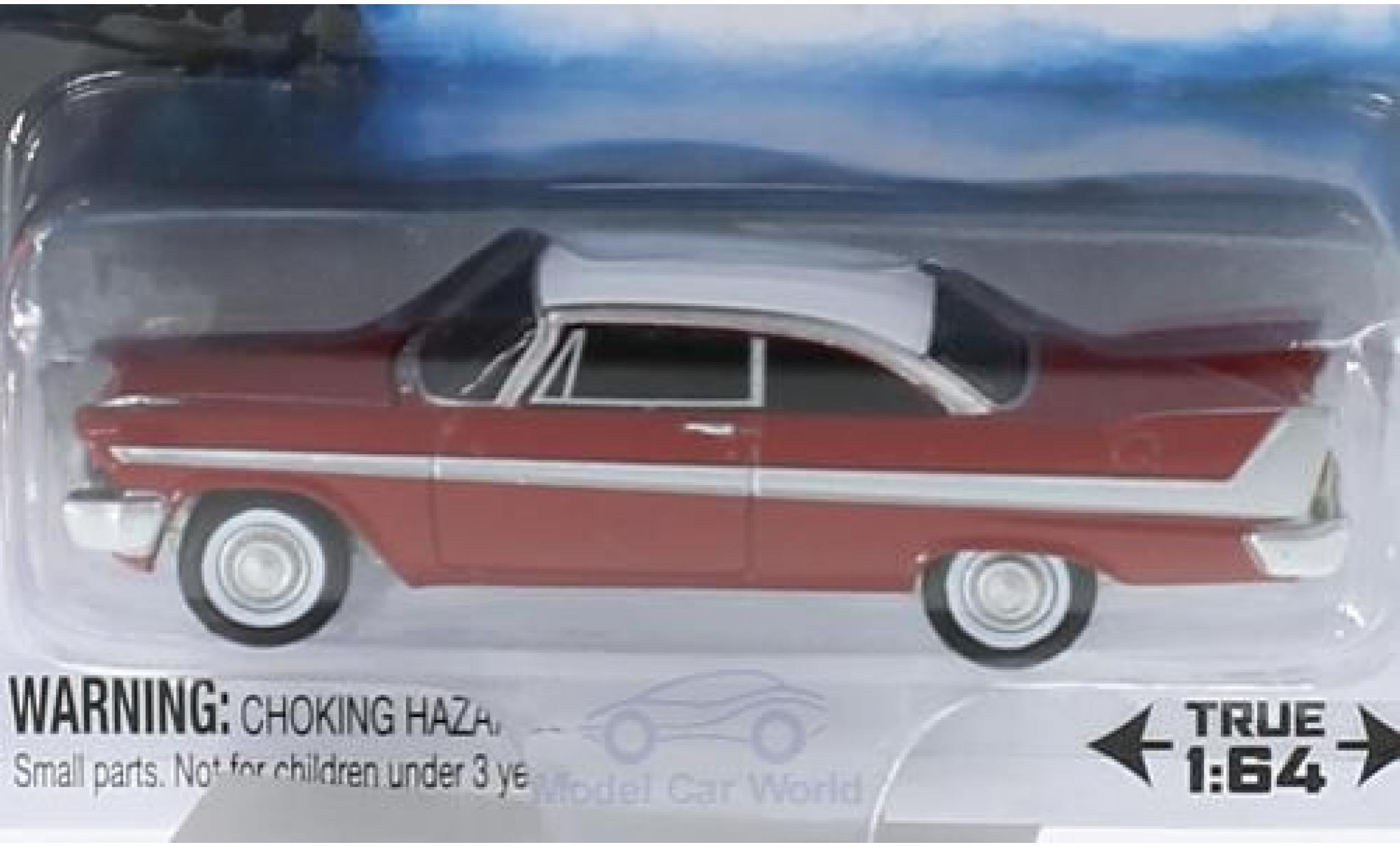 Plymouth Fury 1/64 Auto World rood/wit Der Horrorfilm Christine 1958 SilverScreen Moviecar modelauto