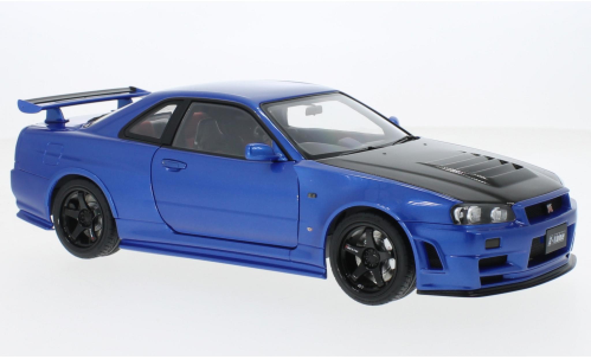 Nissan Skyline 1/18 AUTOart GT-R (R34) Nismo Z-Tune metallic blauw/carbon RHD 2005 modelauto