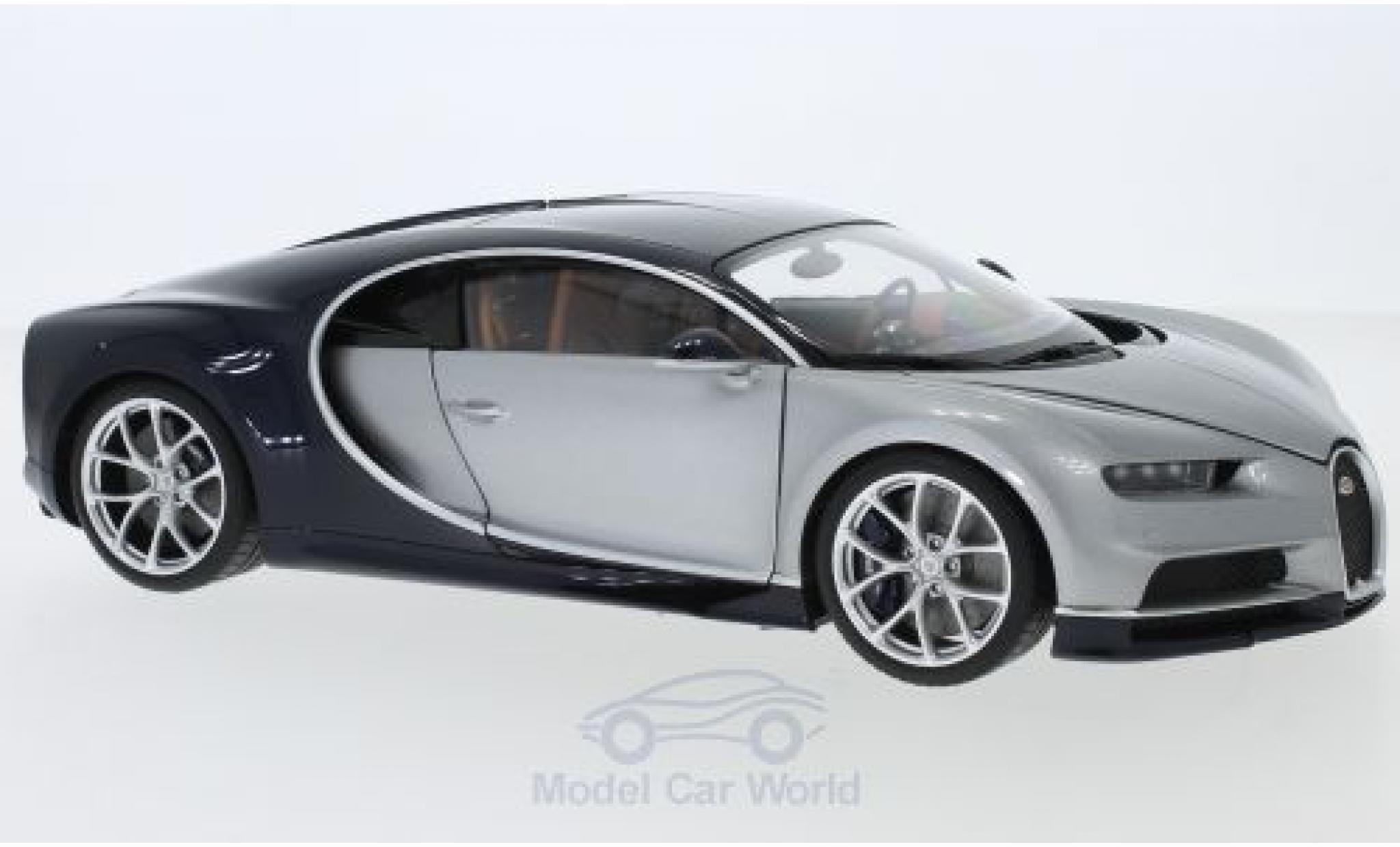 Bugatti Chiron 1/18 AUTOart grijs/blauw 2017 modelauto