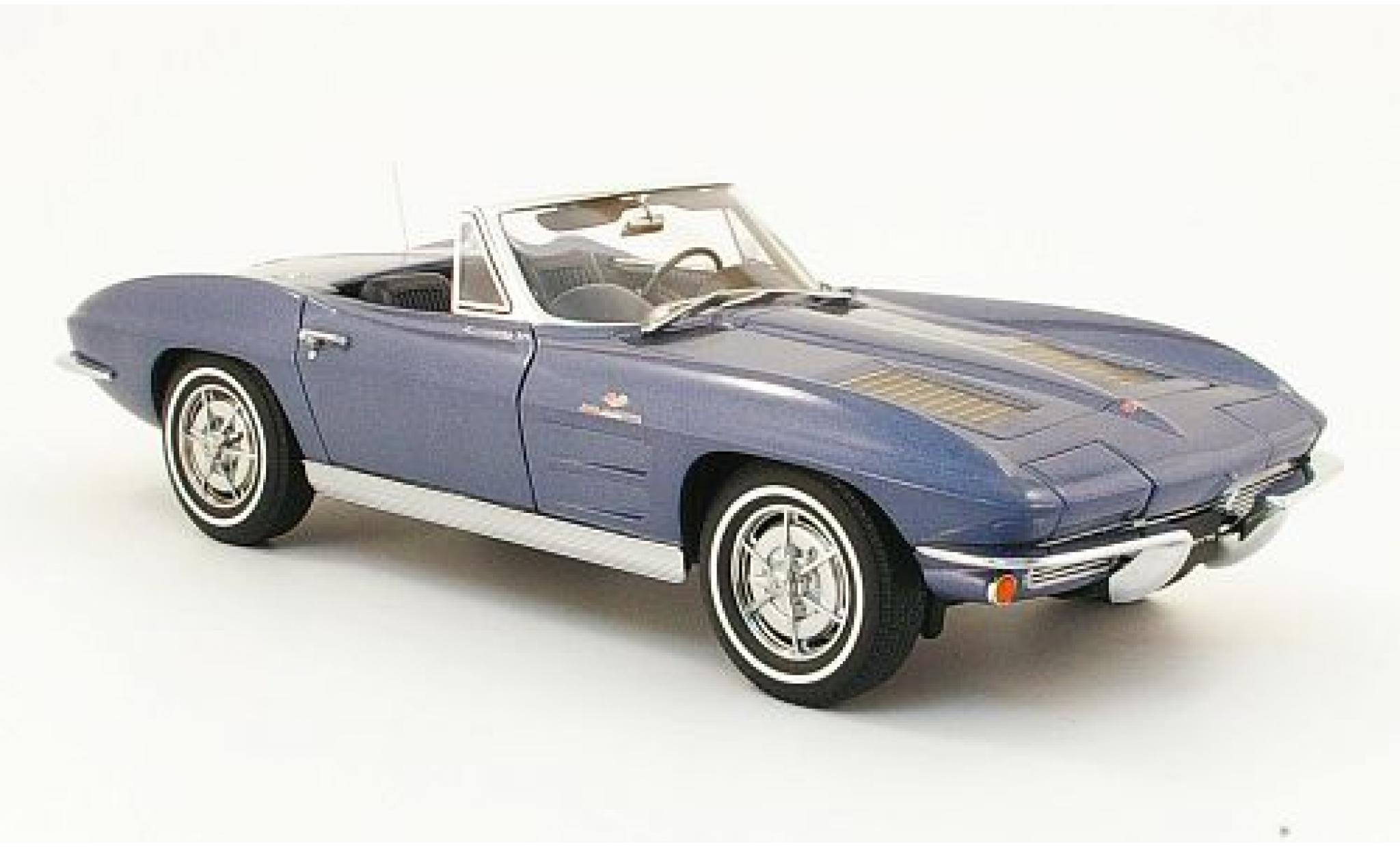 Chevrolet Corvette 1/18 AUTOart Cabriolet metallic blauw 1963 modelauto
