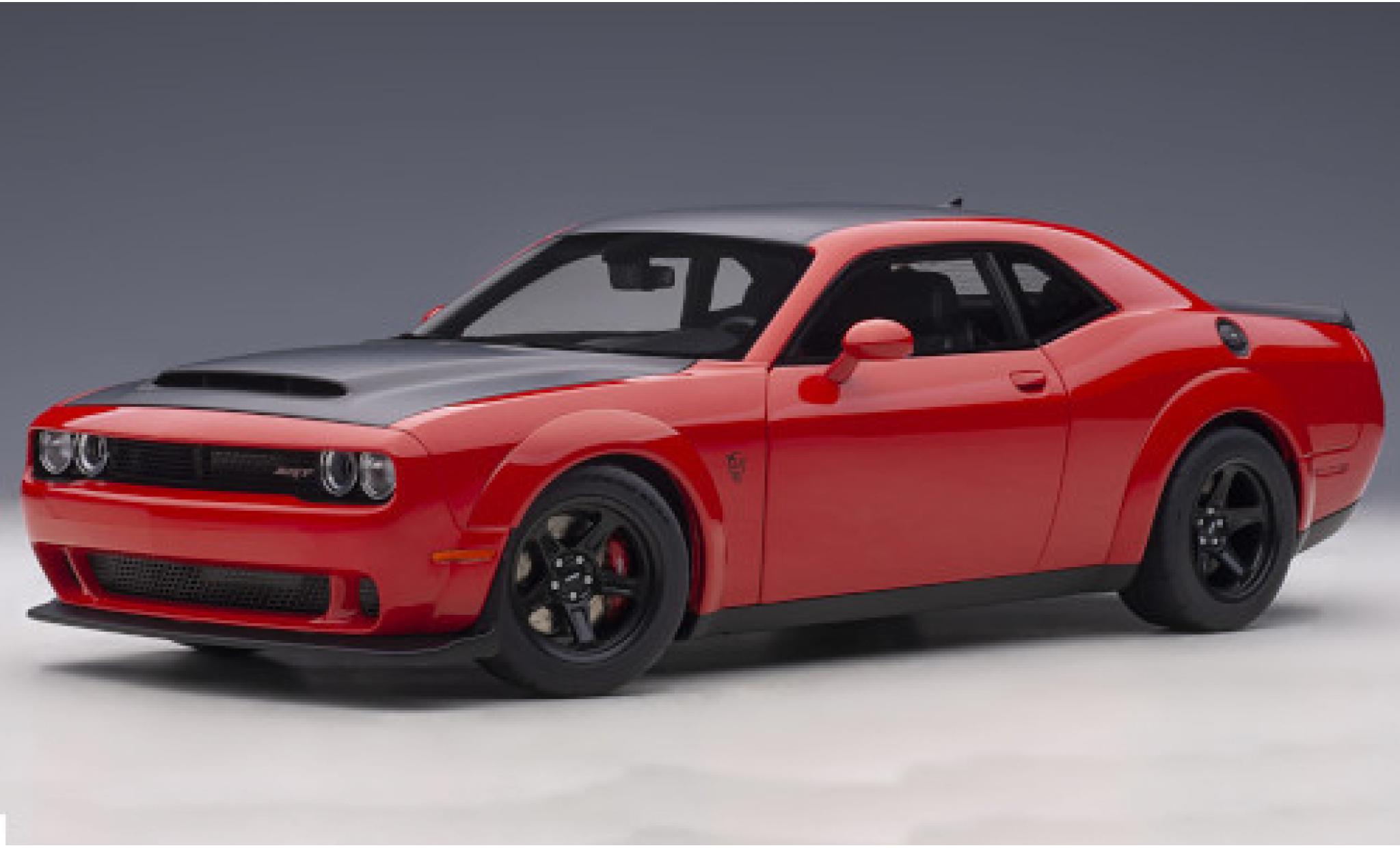 Dodge Challenger 1/18 AUTOart SRT Demon rood/matt-zwart 2018 modelauto