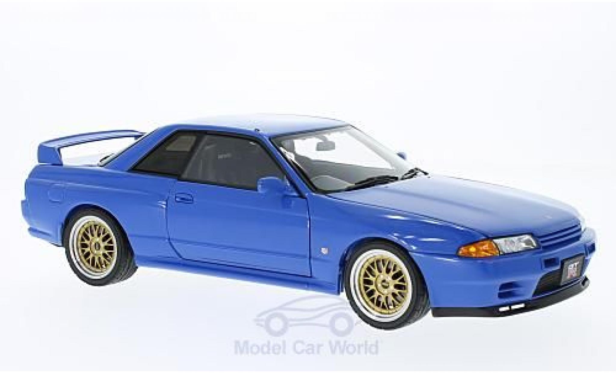 Nissan Skyline 1/18 AUTOart GT-R (R32) V-Spec II blauw RHD Tuned Version modelauto