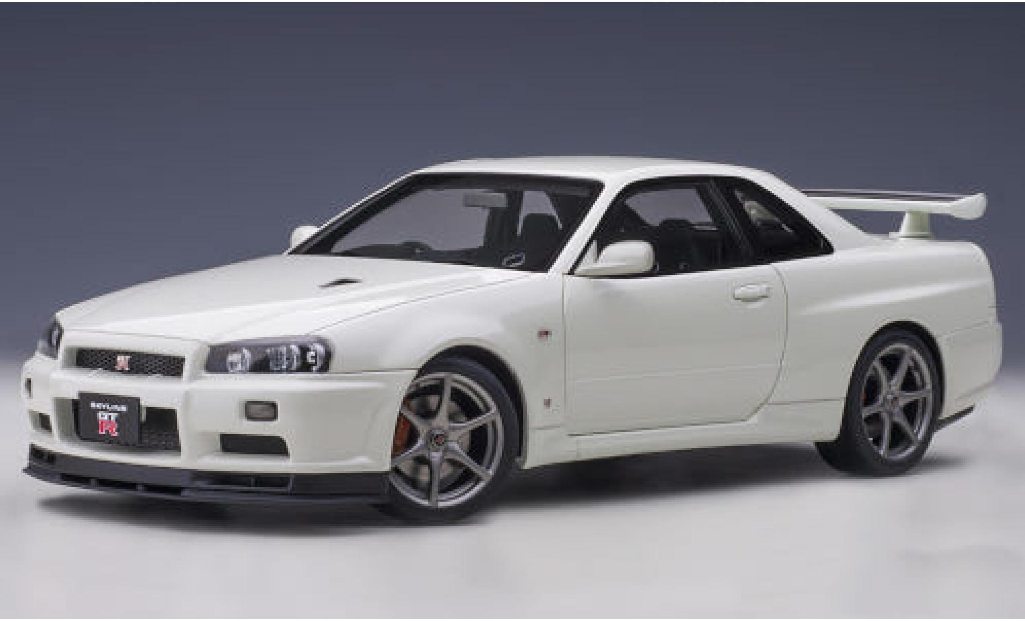 Nissan Skyline 1/18 AUTOart GT-R (R34) V-Spec II metallic wit RHD modelauto