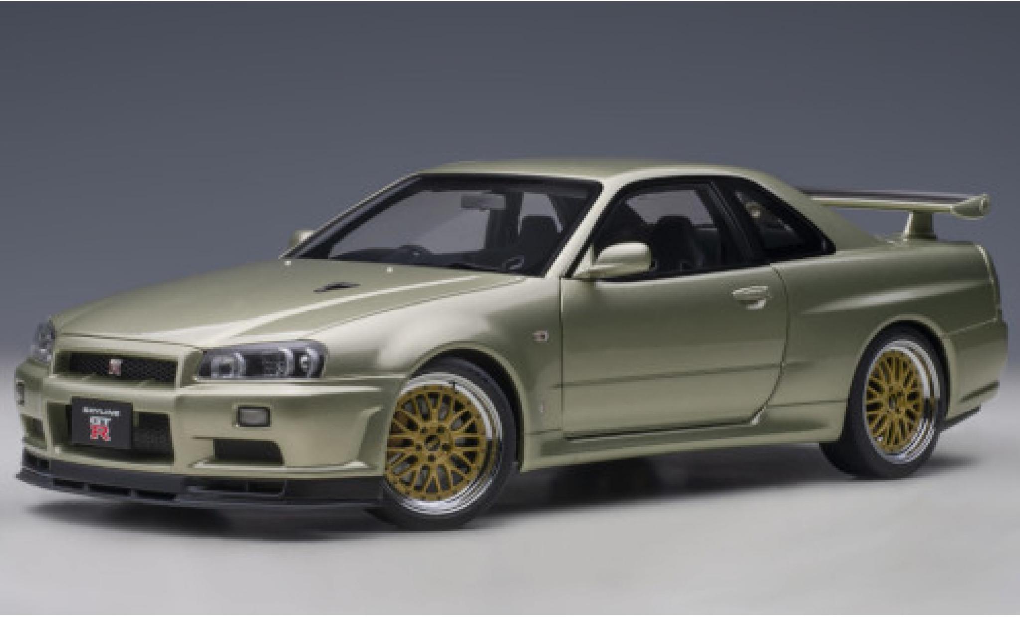 Nissan Skyline 1/18 AUTOart GT-R (R34) V-Spec II N&uuml;r metallic groen RHD 2002 avec BBS LM-jantes modelauto