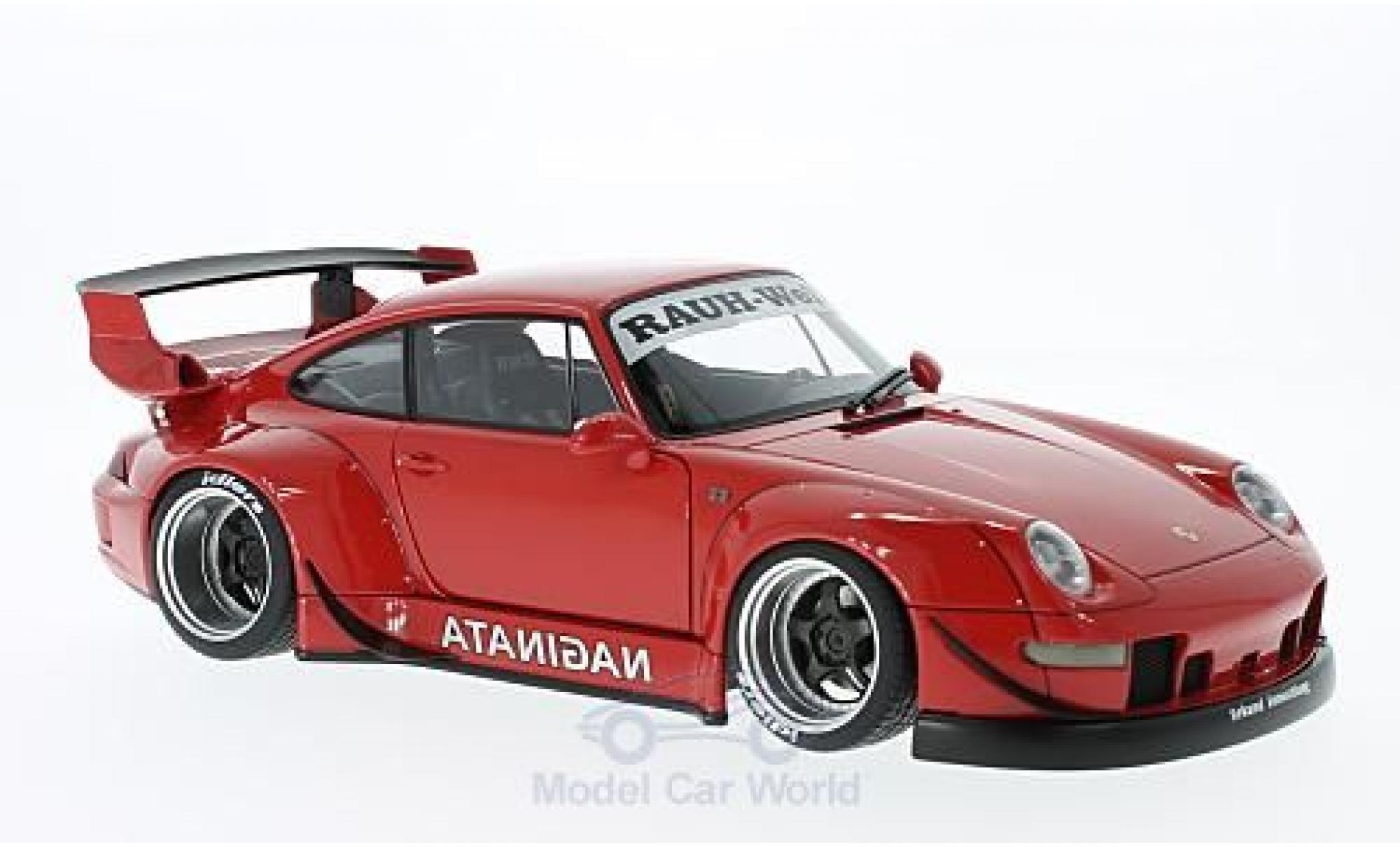 Porsche 993 RWB 1/18 AUTOart 911 () RWB rood Rauh Welt grijse Felgen modelauto