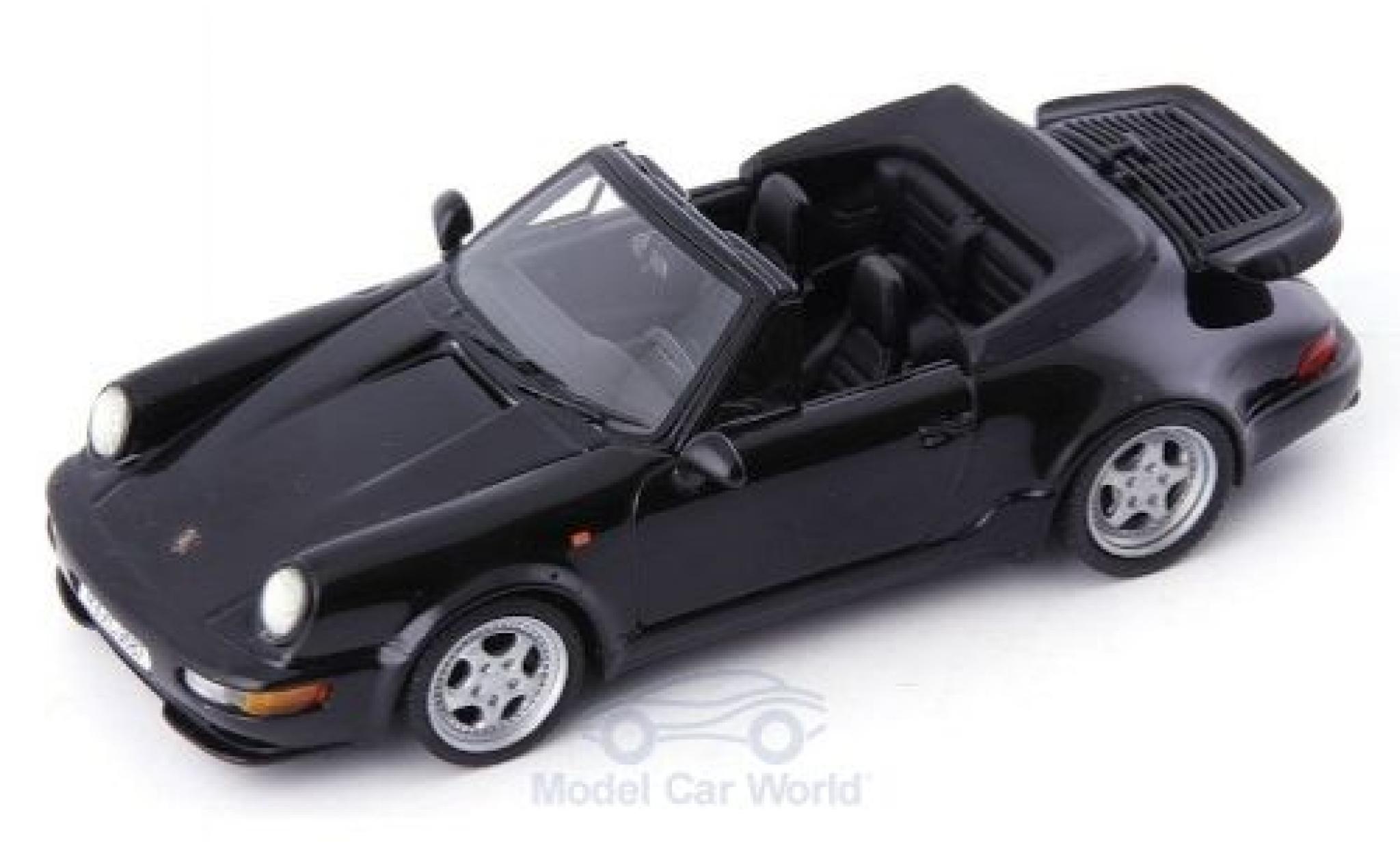 Porsche 993 Turbo 1/43 AutoCult 911 (964) Turbo Cabriolet zwart 1 modelauto