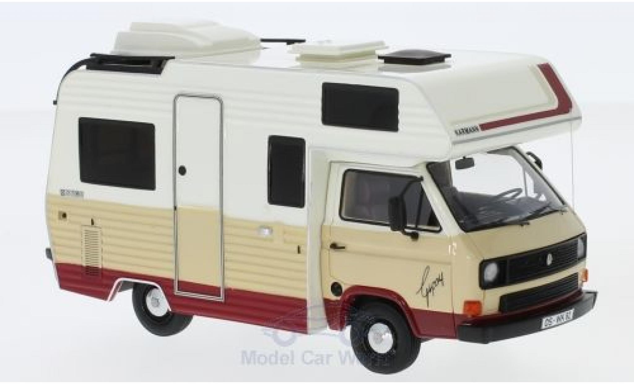 Volkswagen T3 1/43 AutoCult Karmann Gipsy beige/rood 1983 modelauto