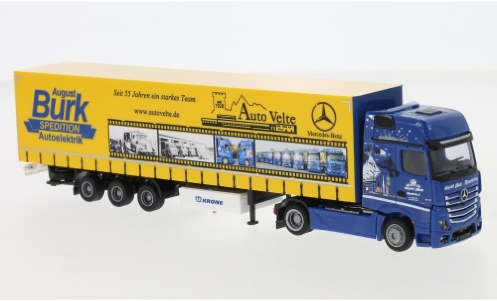 Mercedes Actros 1/87 AWM 2 Giga./Aerop. August Burk Spedition Mega-Gardinenplanensattelzug modelauto