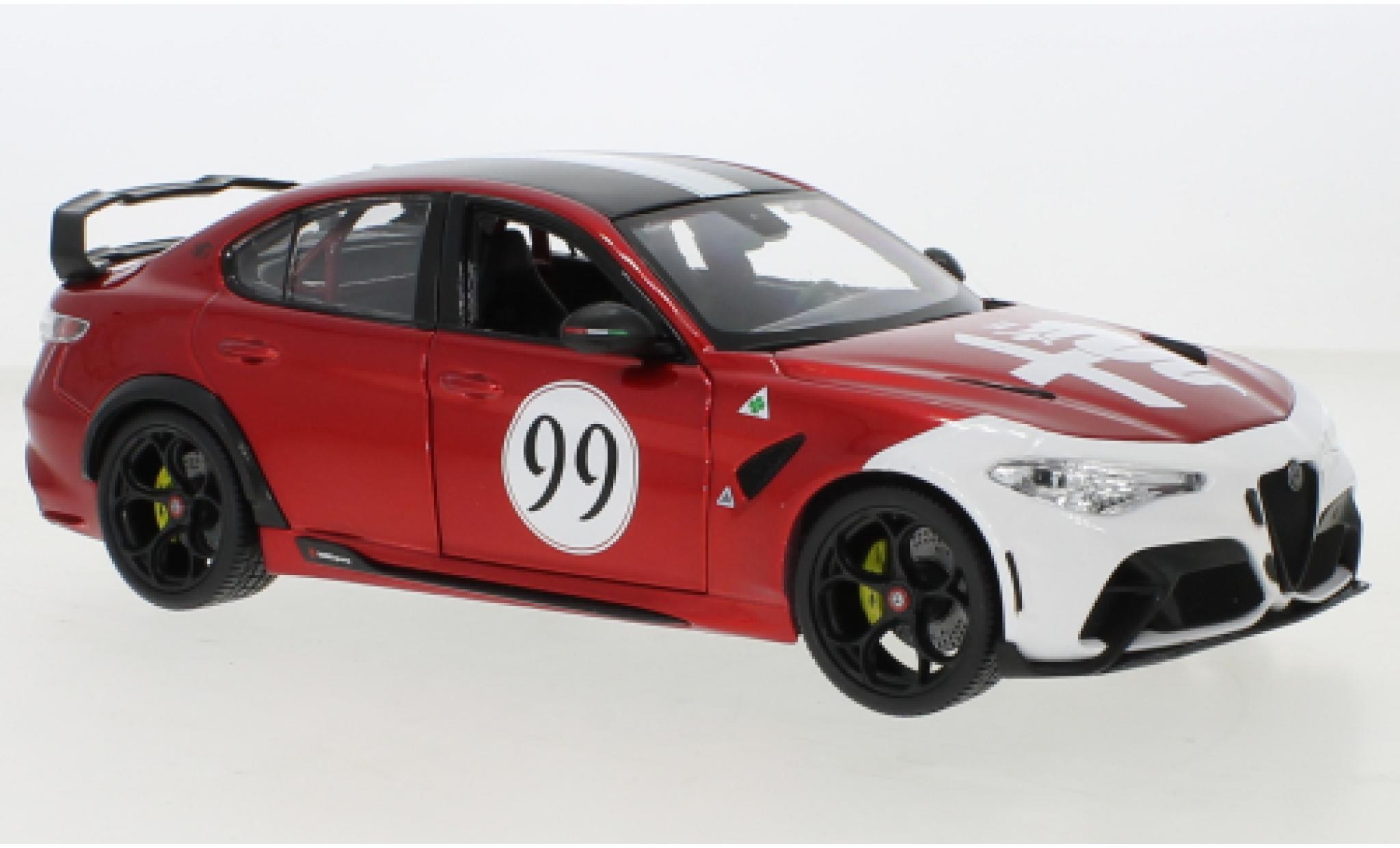Alfa Romeo Giulia 1/18 Burago GTAm metallic rood/wit 2020 modelauto