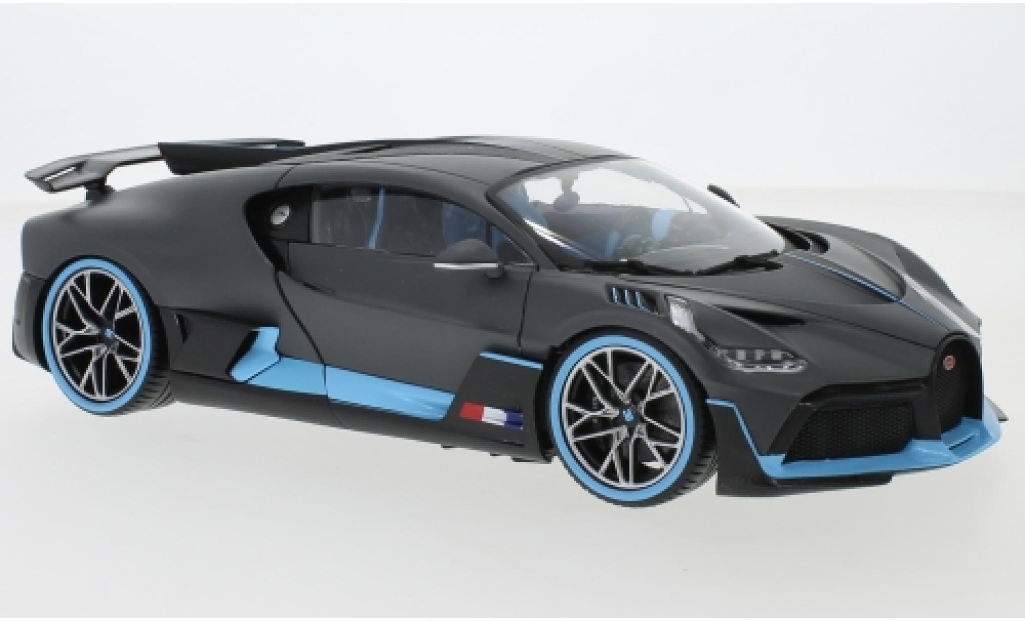 Bugatti Divo 1/18 Burago grijs mat/blauw clair 2018 modelauto