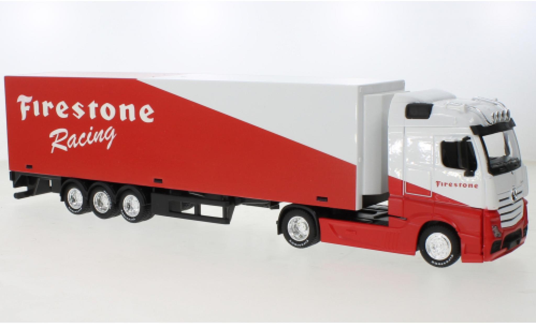 Mercedes Actros 1/43 Burago Gigaspace rood/wit Firestone Racing modelauto
