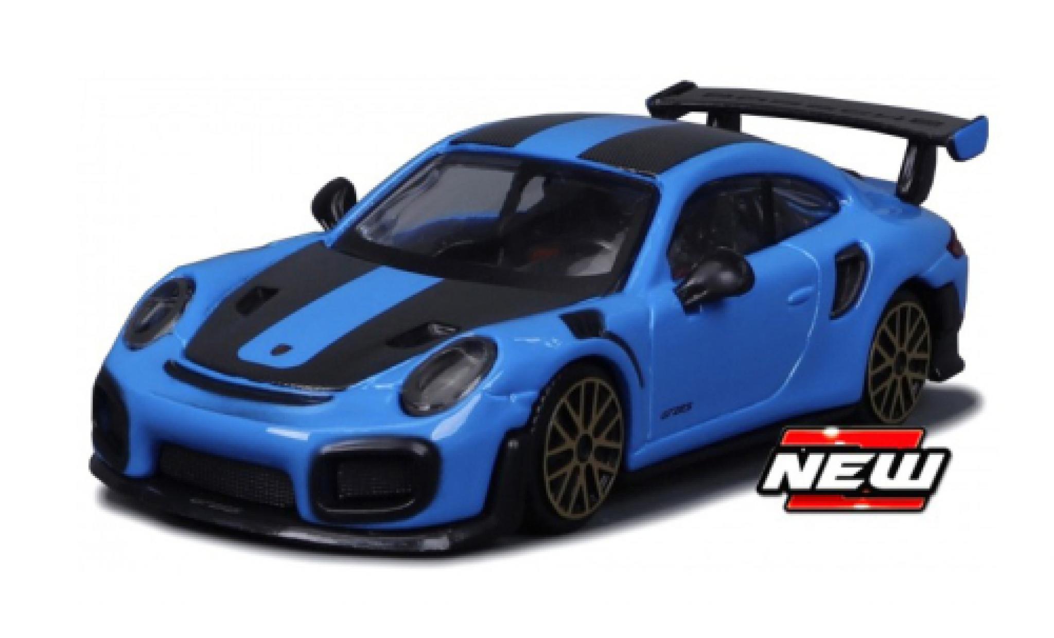 Porsche 911 1/43 Burago GT2 RS blauw/zwart modelauto