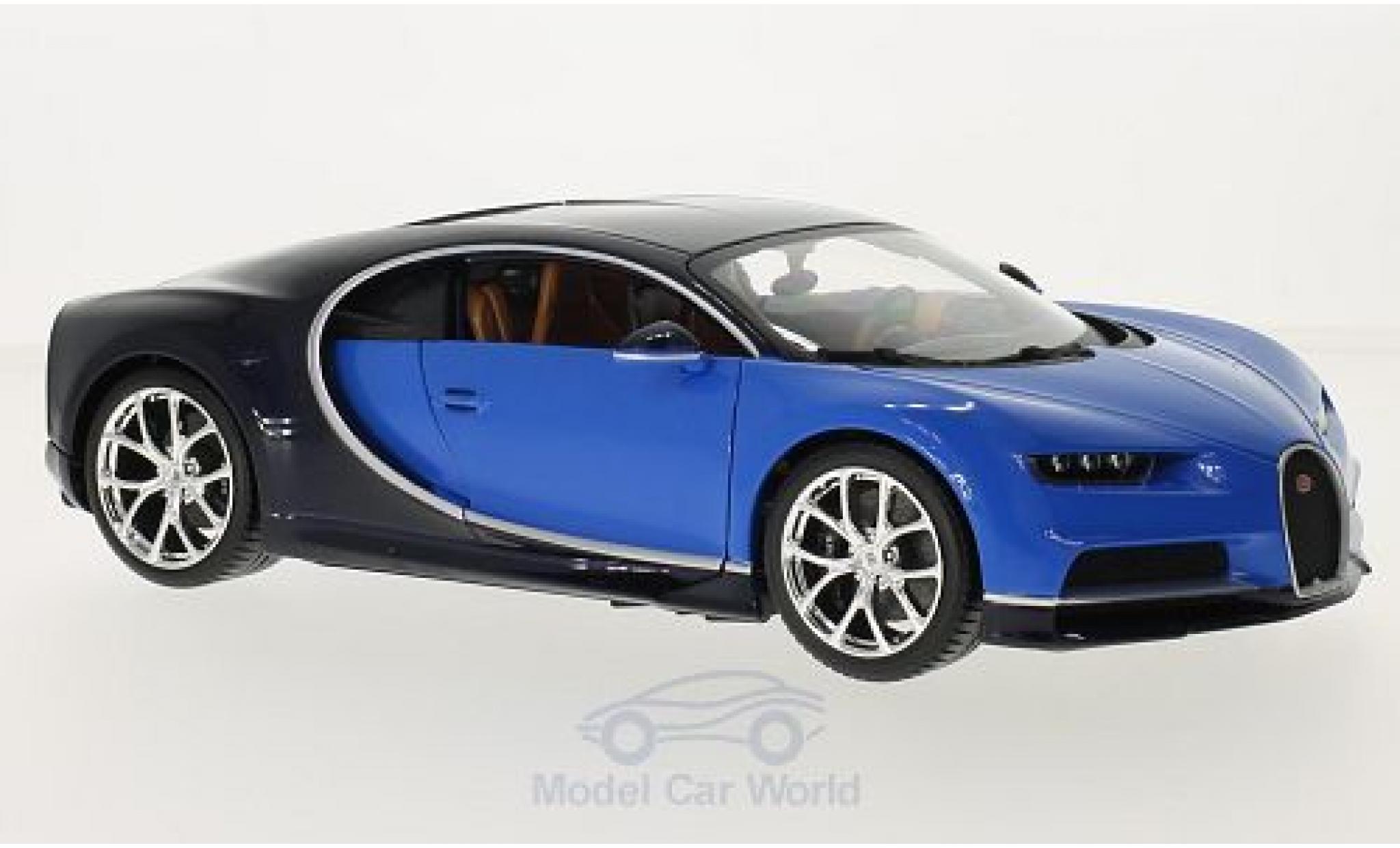 Bugatti Chiron 1/18 Burago metallic blauw/blauw modelauto