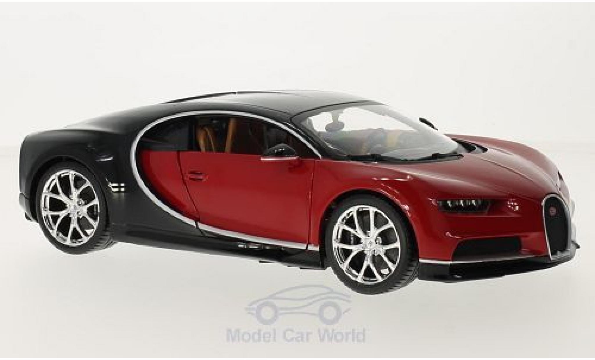 Bugatti Chiron 1/18 Burago rood/zwart modelauto