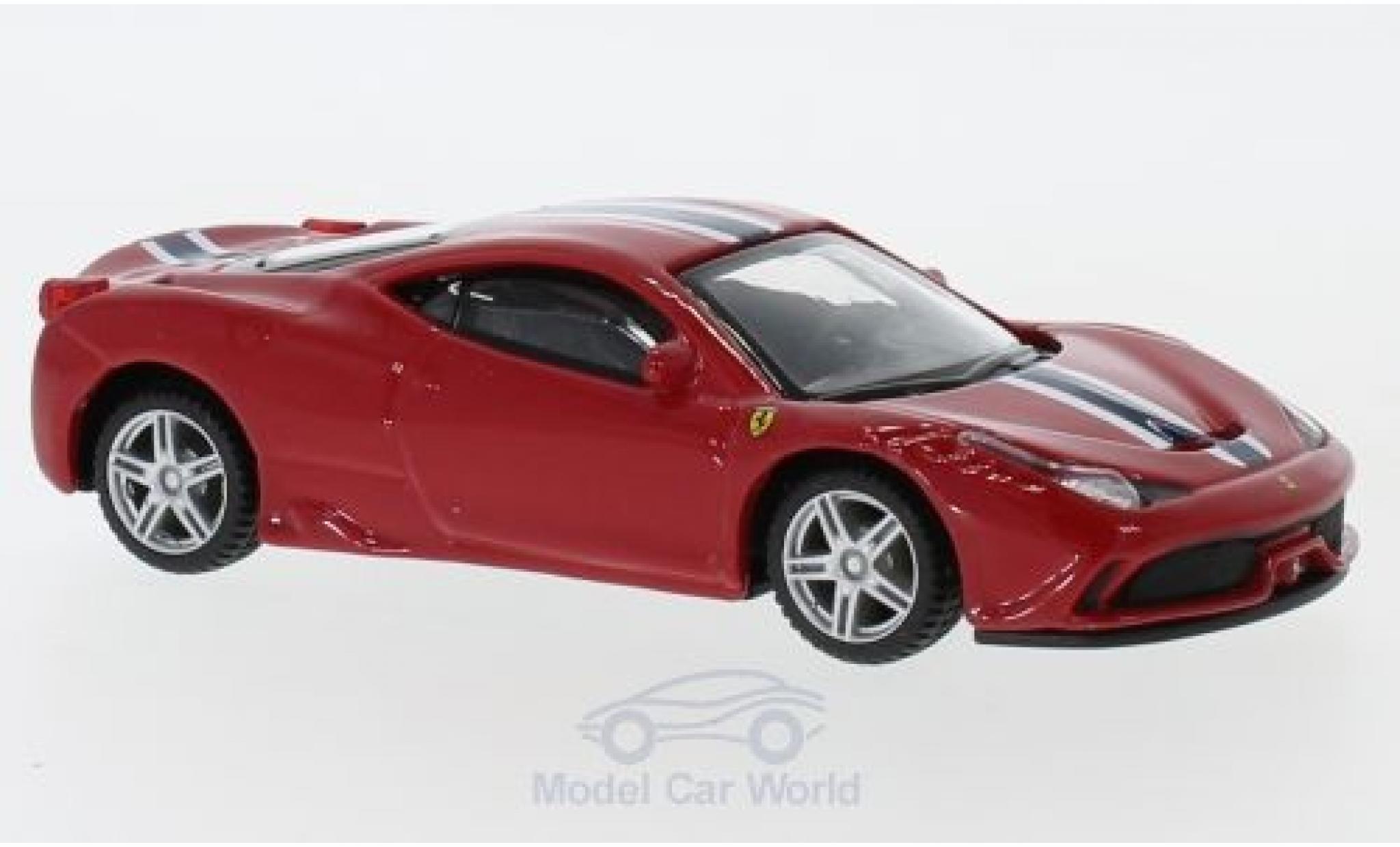 Ferrari 458 1/43 Burago Speciale rood/wit pull-back modelauto