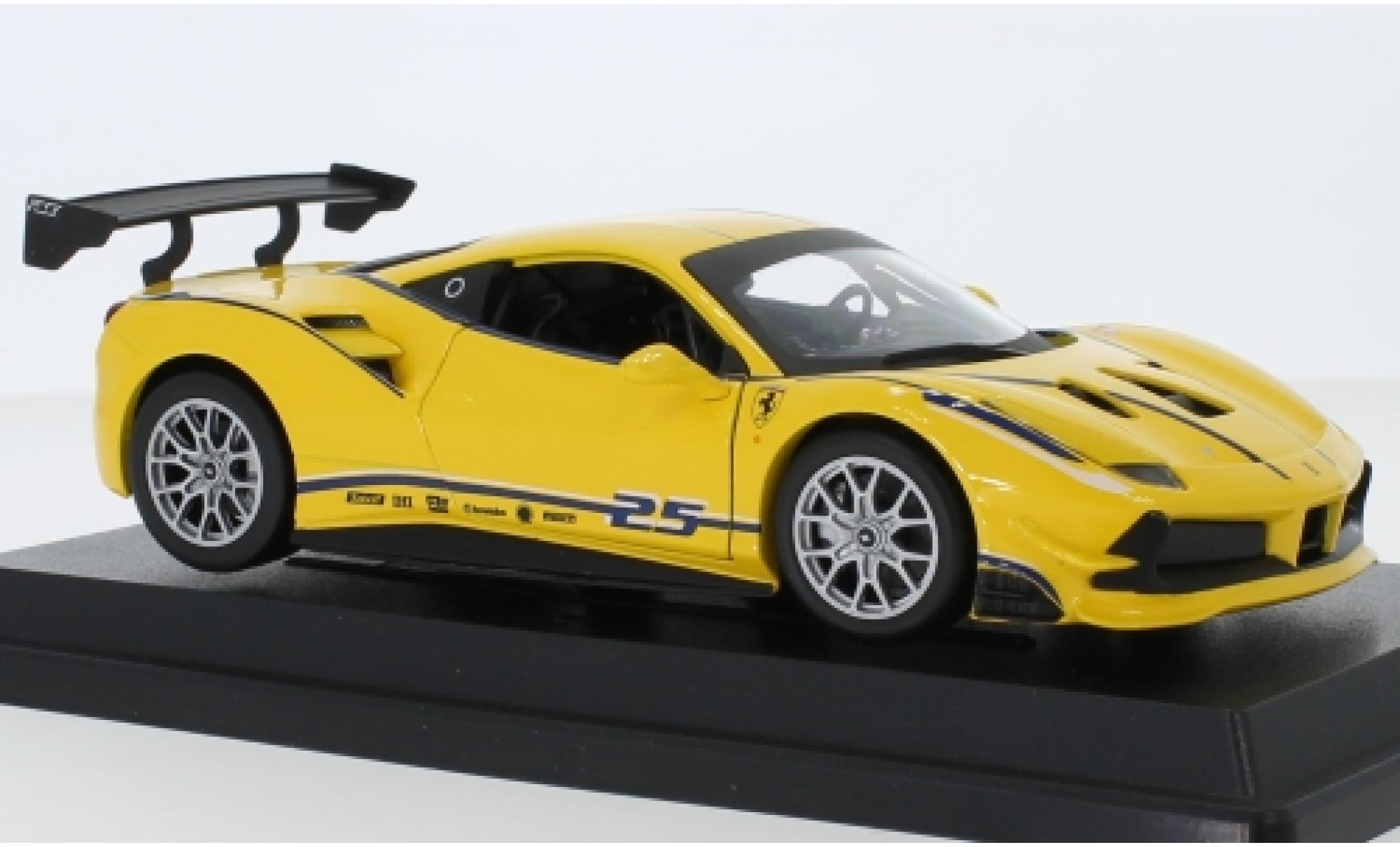 Ferrari 488 1/24 Burago Challenge geel No.25 modelauto
